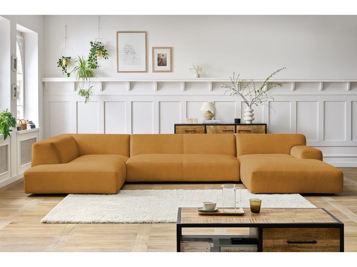 Bobochic Lavena Wohnlandschaft 399 × 220 cm Samt Gelb Ecke rechts