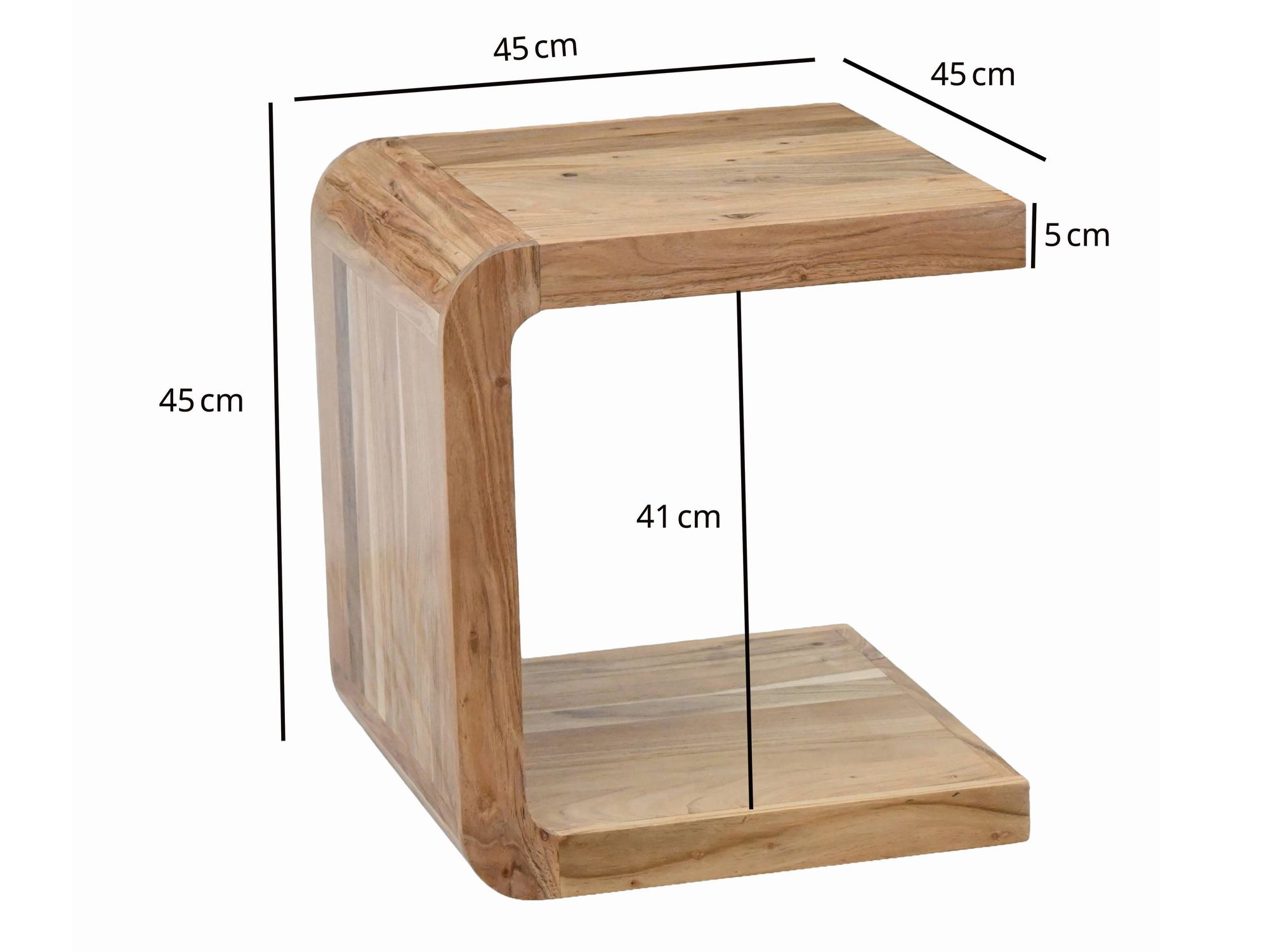 Beistelltisch Vadheim Akazie Massivholz 45 × 45 × 45 cm