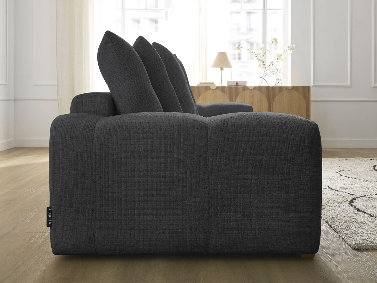 Bobochic Anakin Sofa 3-Sitzer, 6 Kissen Strukturstoff Schwarz