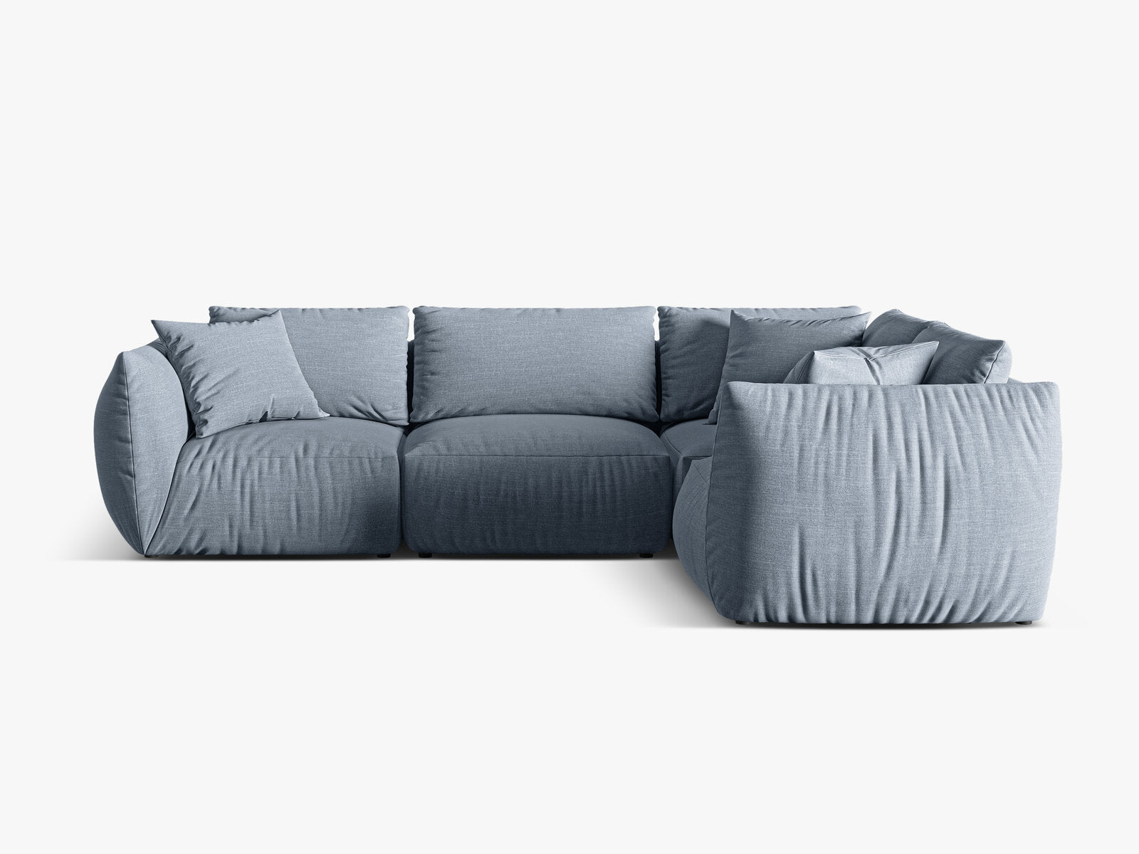 Micadoni Ecksofa Chris 4-Sitzer Rechts Strukturierter Stoff Gedämpftes Blau
