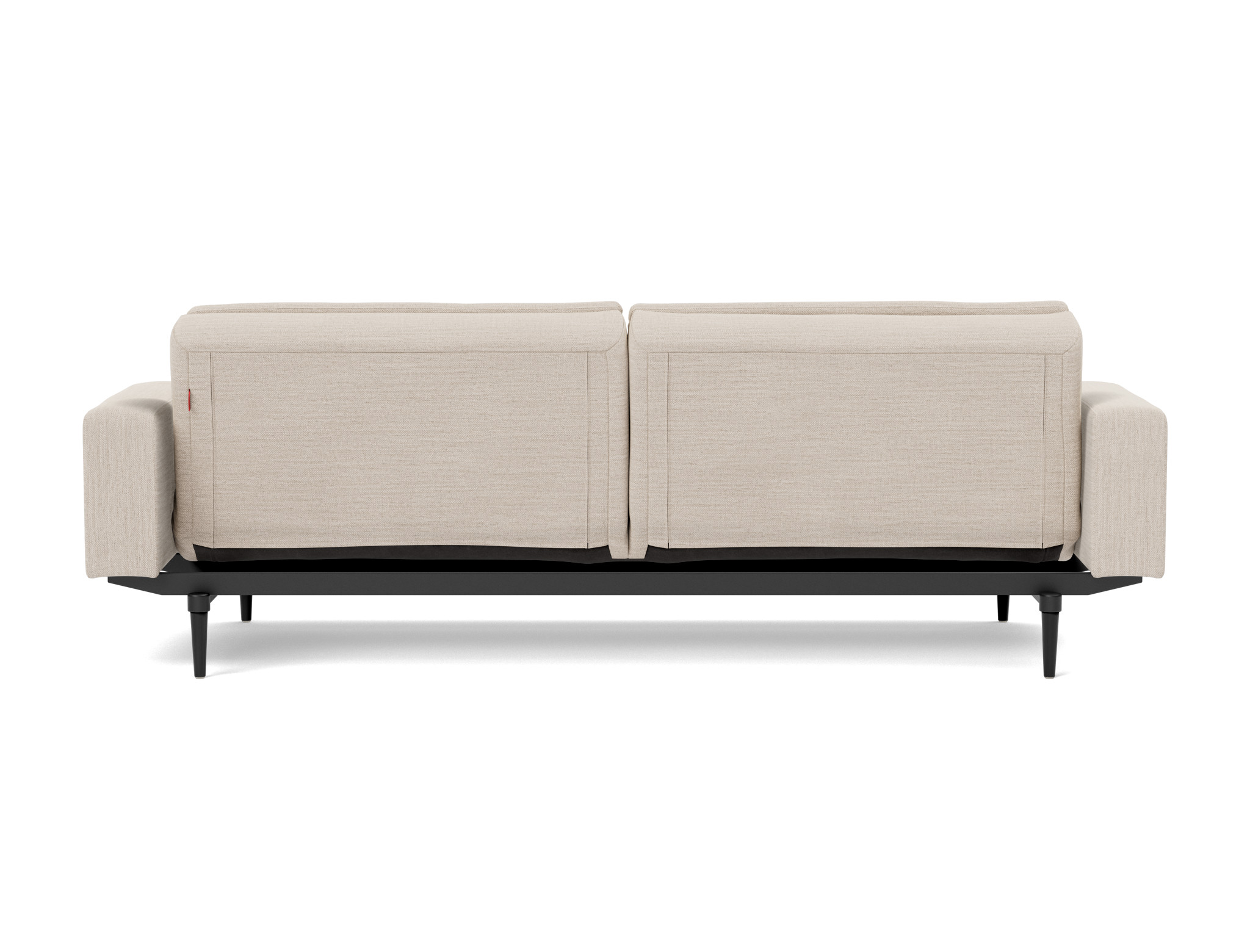 Schlafsofa Dublexo mit Armlehnen Webstoff Blida 612-Sand-Grey Beine Styletto Eiche schwarz
