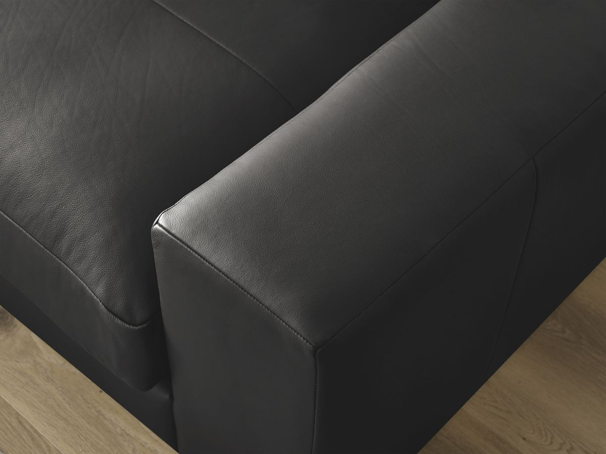 Bobochic Leonard Ecksofa 274 × 159 cm Leder Schwarz Ecke links