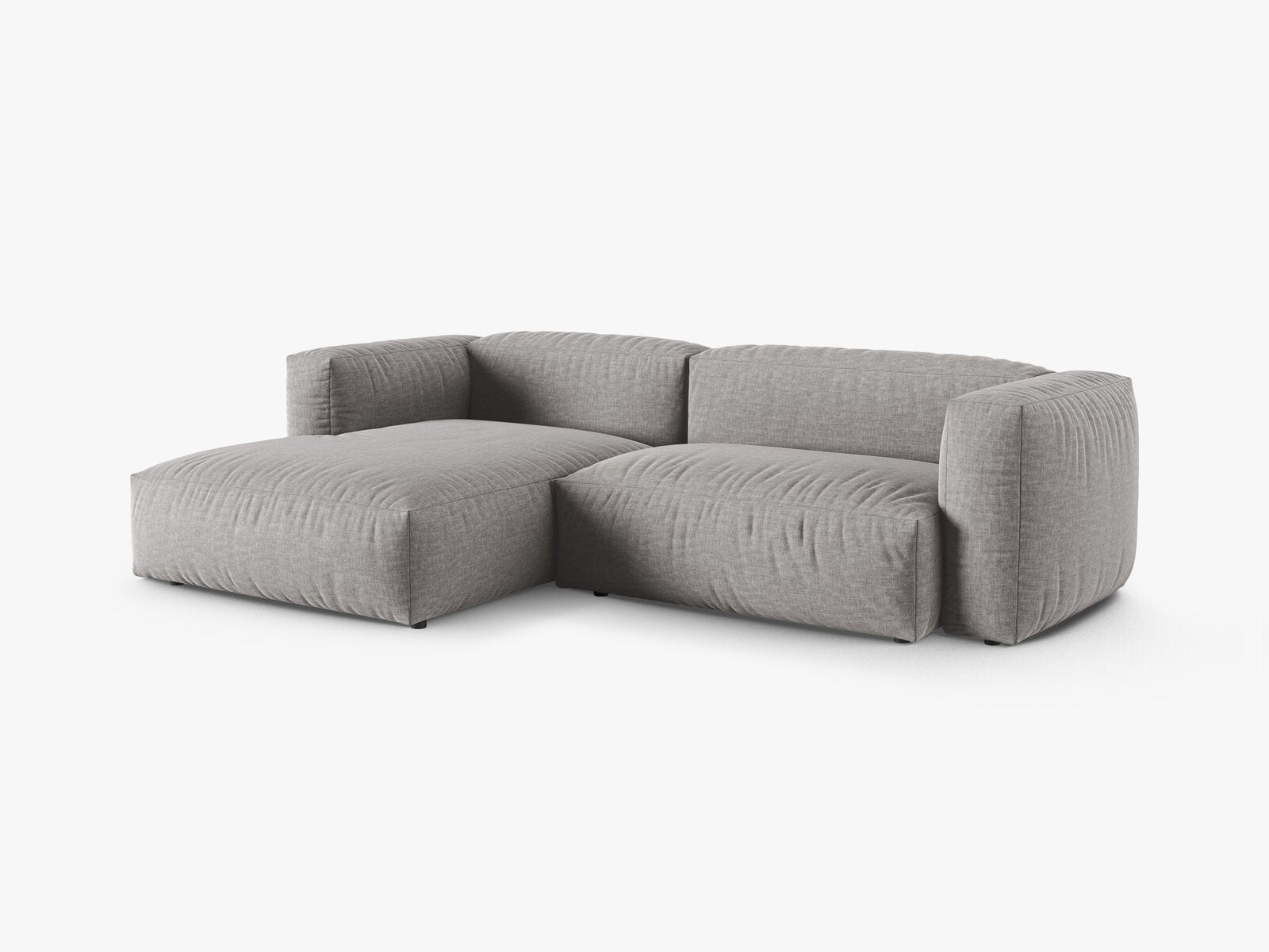 Micadoni Ecksofa Martina 2-Sitzer 90cm Sitztiefe Links Strukturierter Stoff Boston Hellgrau