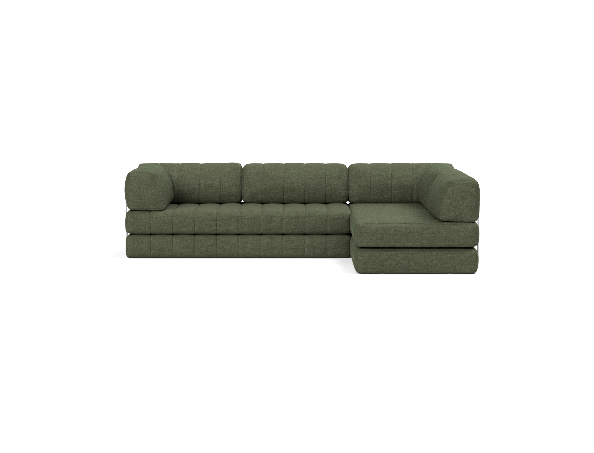 Eck-Schlafsofa CozyPad L-Form mit Armlehne Strukturierter Stoff Taura 353-Forest