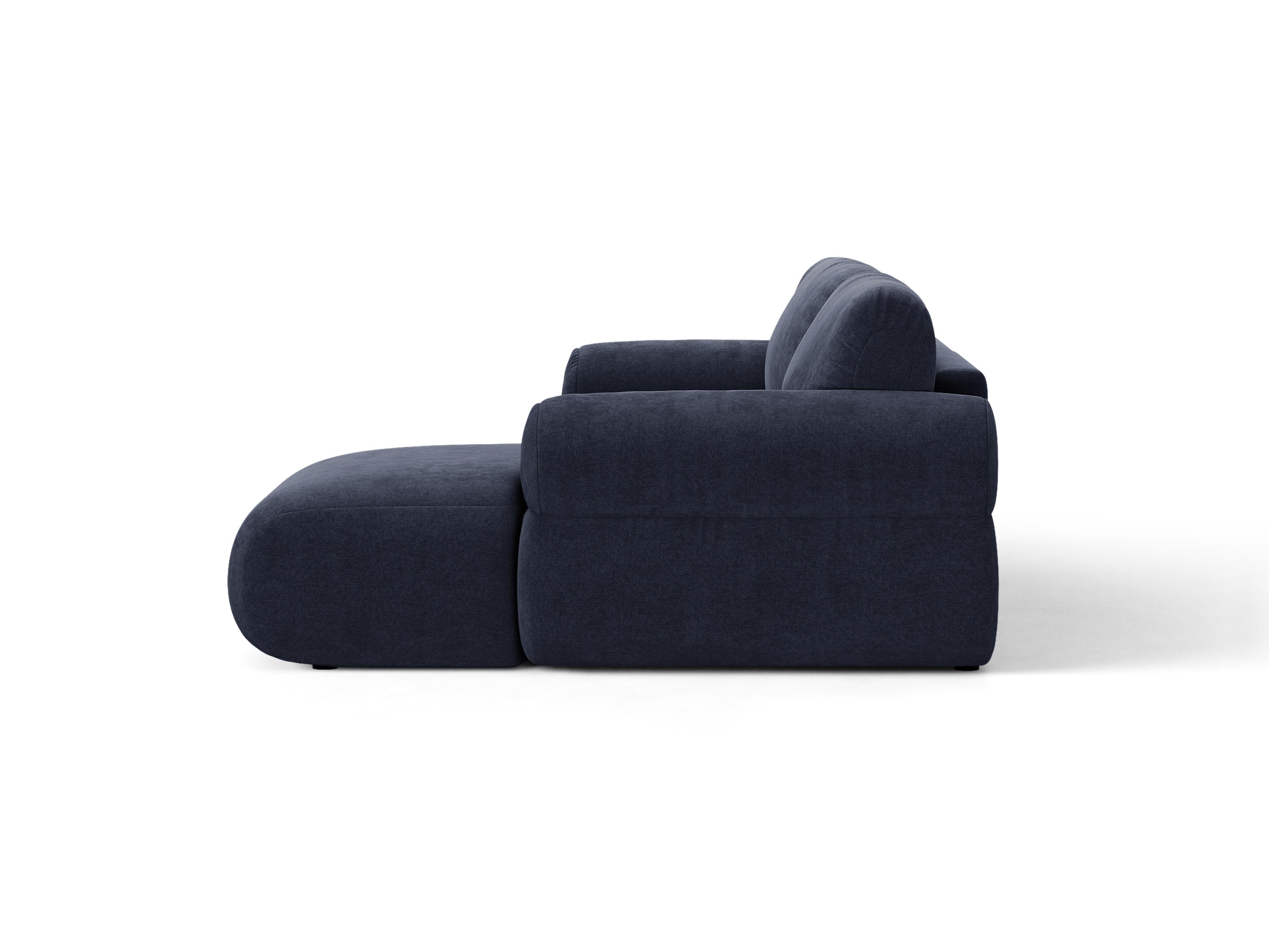 Micadoni Ophelia Ecksofa 4-Sitzer Strukturierter Stoff Liberty Marineblau Links