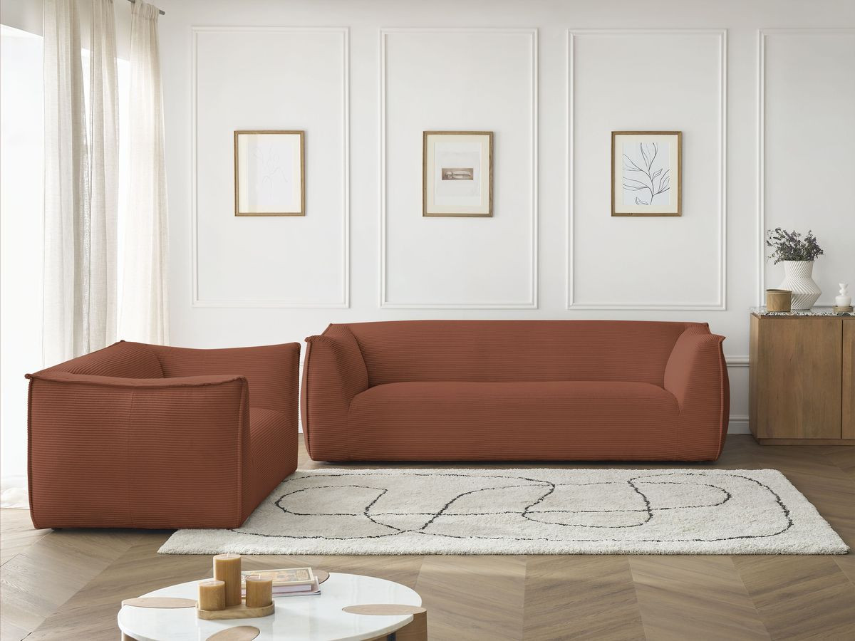Bobochic Giorgia Sofa 5-Sitzer 412 × 100 cm Cordsamt Orange
