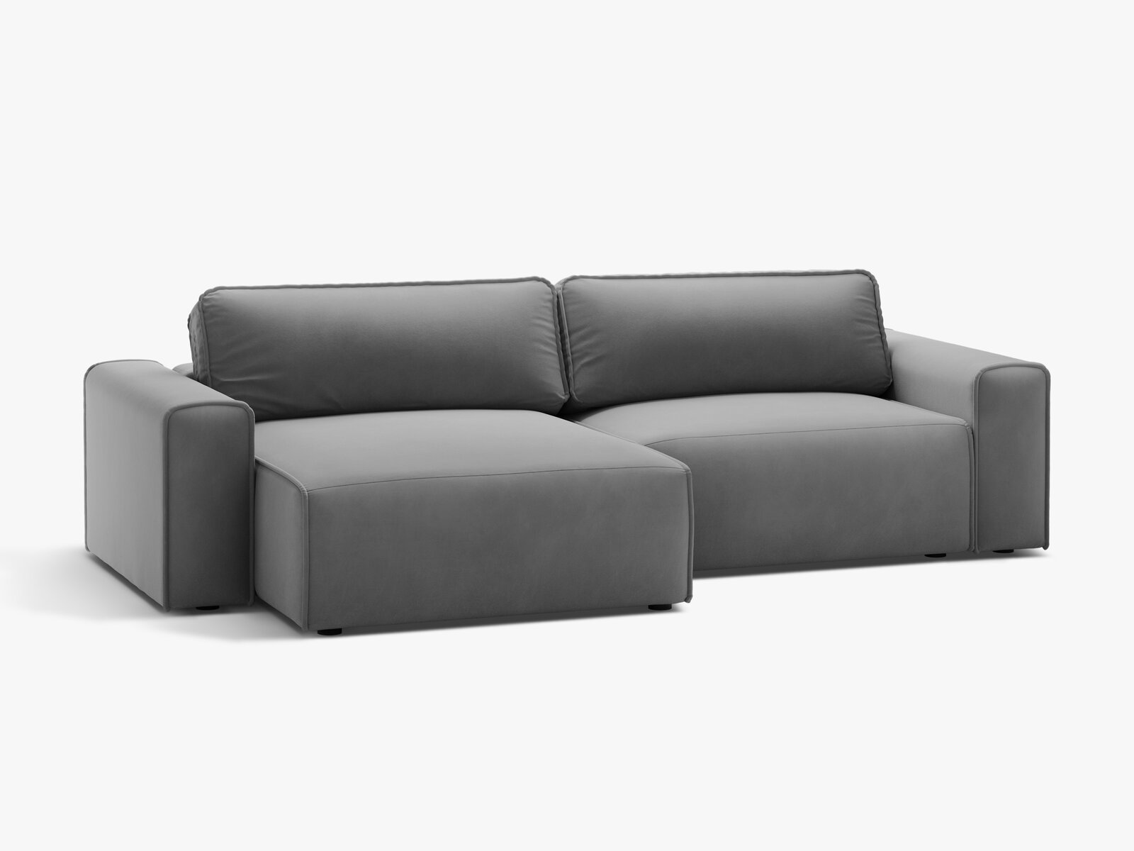 Micadoni Ecksofa Victor 3-Sitzer mit Schlaffunktion Links Samt Grau