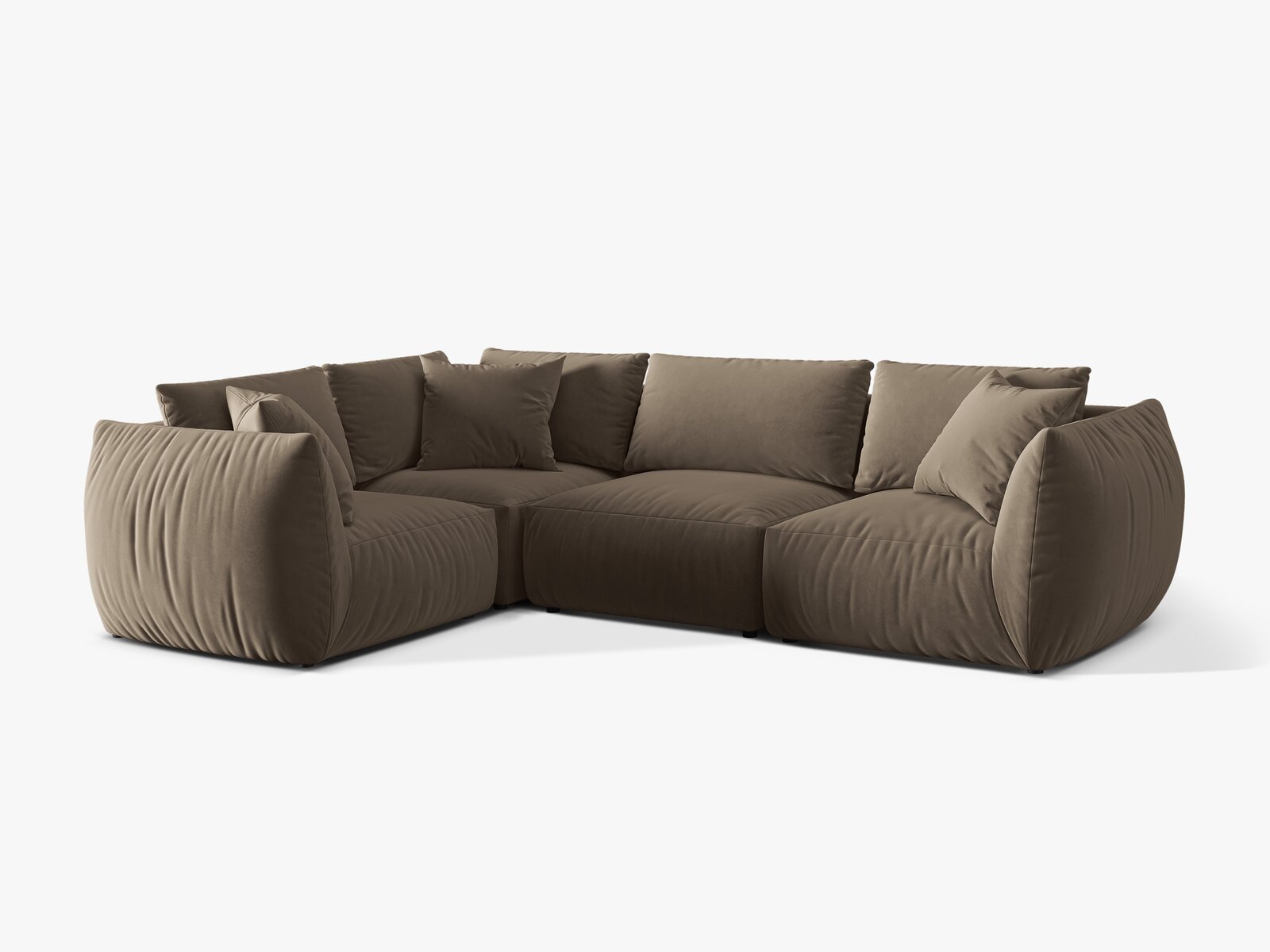 Micadoni Ecksofa Chris 4-Sitzer Links Samt Hellbraun