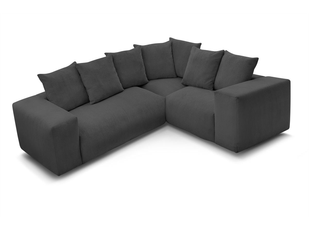 Bobochic Voltaire Ecksofa 268 × 214 cm Cordsamt Dunkelgrau Ecke rechts