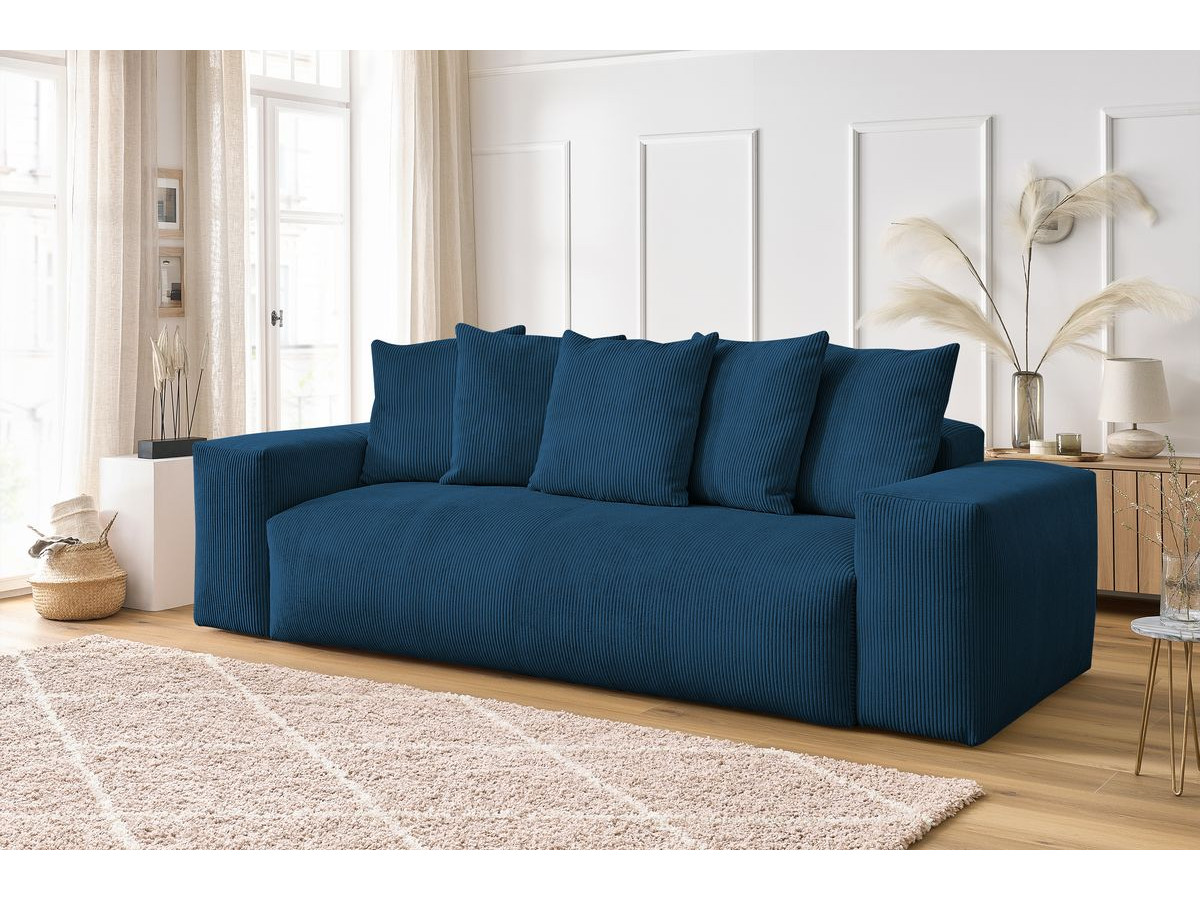 Bobochic Voltaire Sofa 3-Sitzer 280 × 124 cm Cordsamt Dunkelblau
