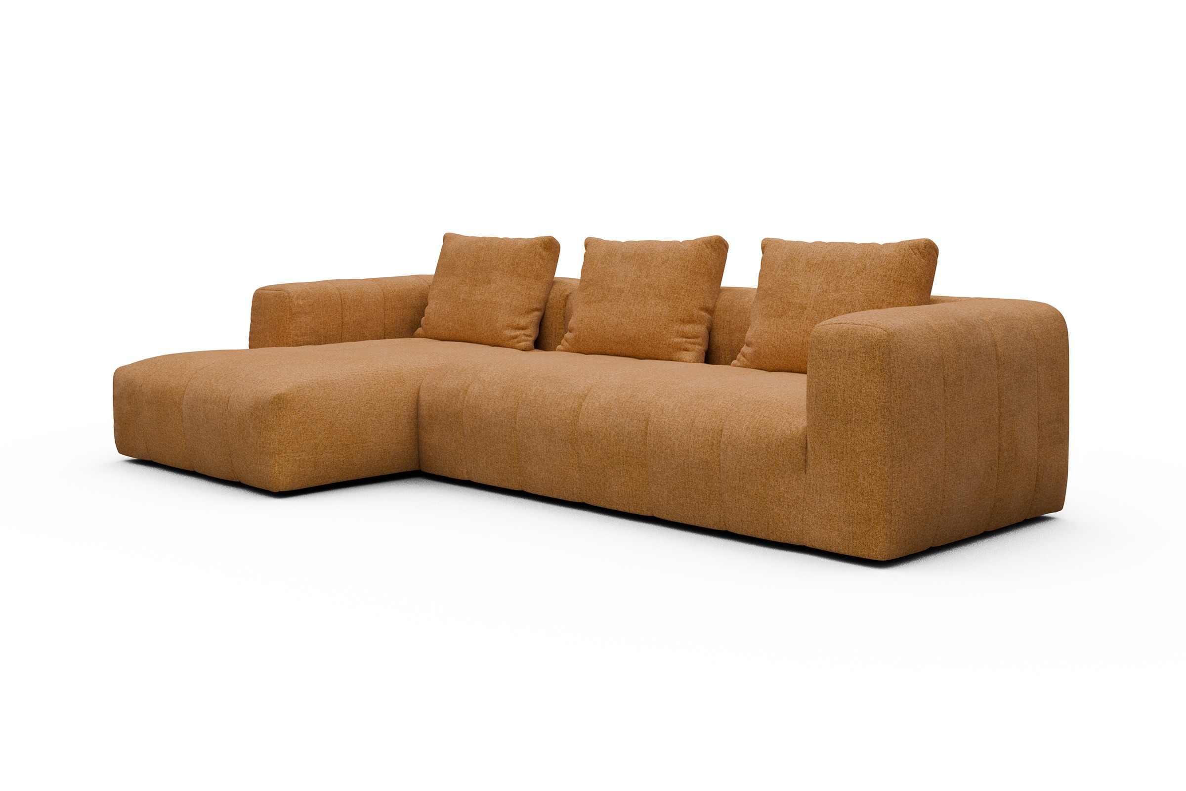 Ecksofa Hugo 2,5-Sitzer Armlehne rechts mit Chaiselongue Casone-Warm-Yellow