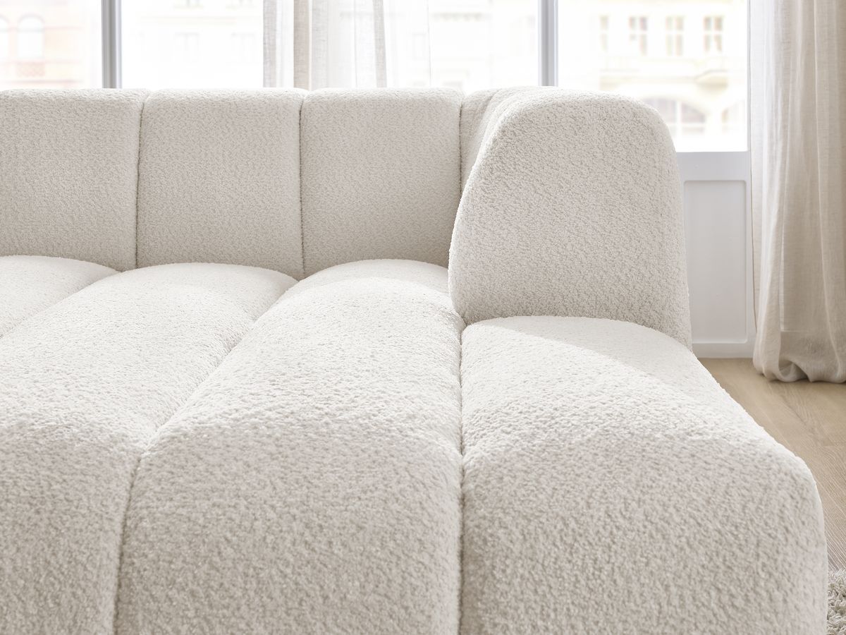 Bobochic Annecy Méridienne-Modul Bouclé-Stoff Weiß Ecke rechts
