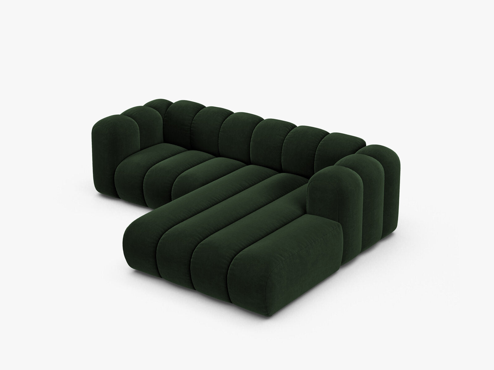 Micadoni Modulares Ecksofa Lupine 3-Sitzer Samt Venus Flaschengrün Rechts