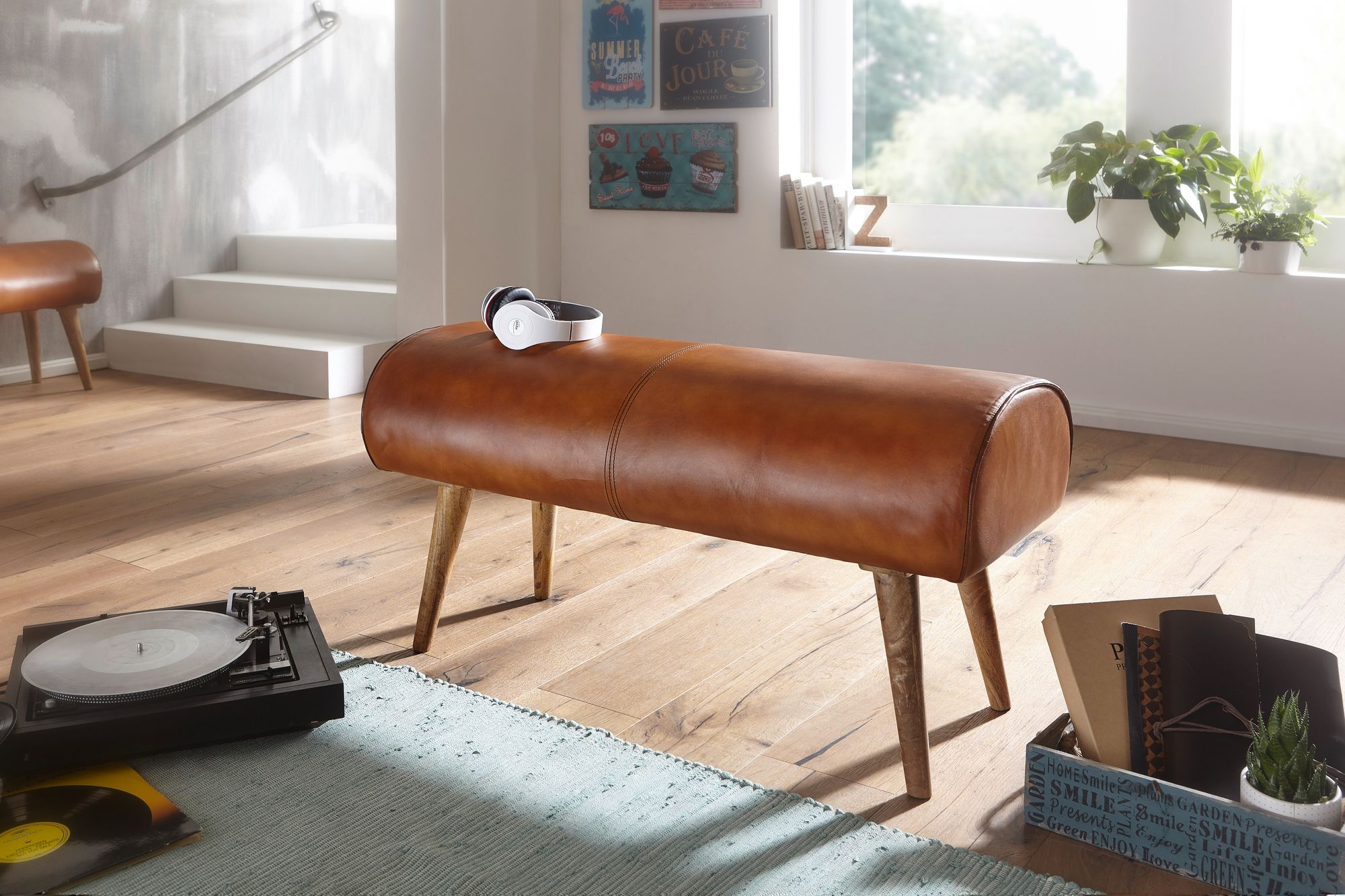 Sitzbank Thisted Echtleder Braun 100 × 40 × 53 cm
