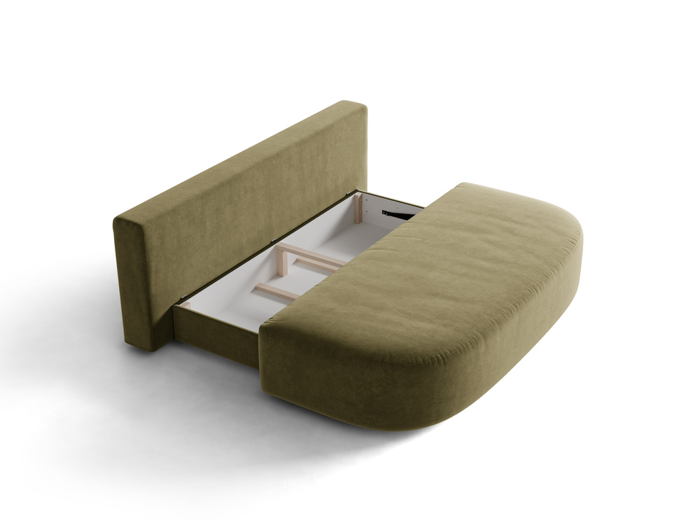 Cosmopolitan Design Schlafsofa Sophia 3-Sitzer mit Bettkasten Samt Salvador Grün