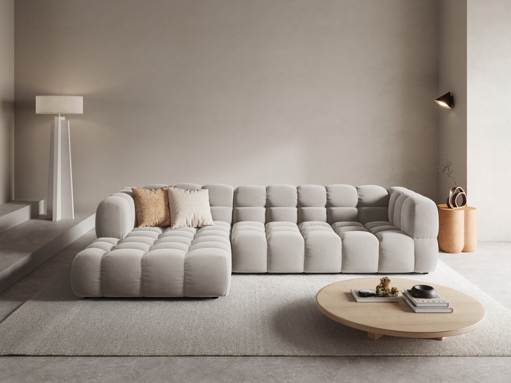 Cosmopolitan Design Ecksofa Sky 4-Sitzer große Version Samt Casino Helles Beige Links