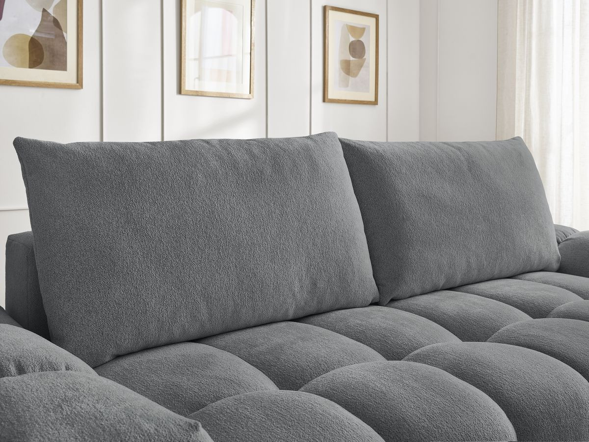 Bobochic Everest Schlafsofa 3-Sitzer mit Bettkasten, 2 Kissen Melange-Stoff Dunkelgrau