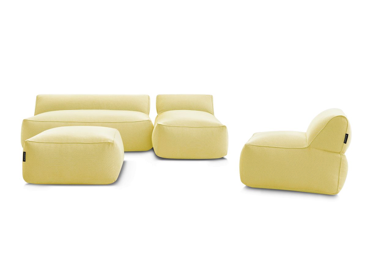 Bobochic Riviera Gartensofa 5-Sitzer mit Pouf Melange-Stoff Gelb