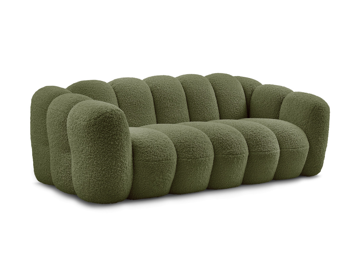 Bobochic Hippolyte Sofa 3-Sitzer Bouclé-Stoff Grün