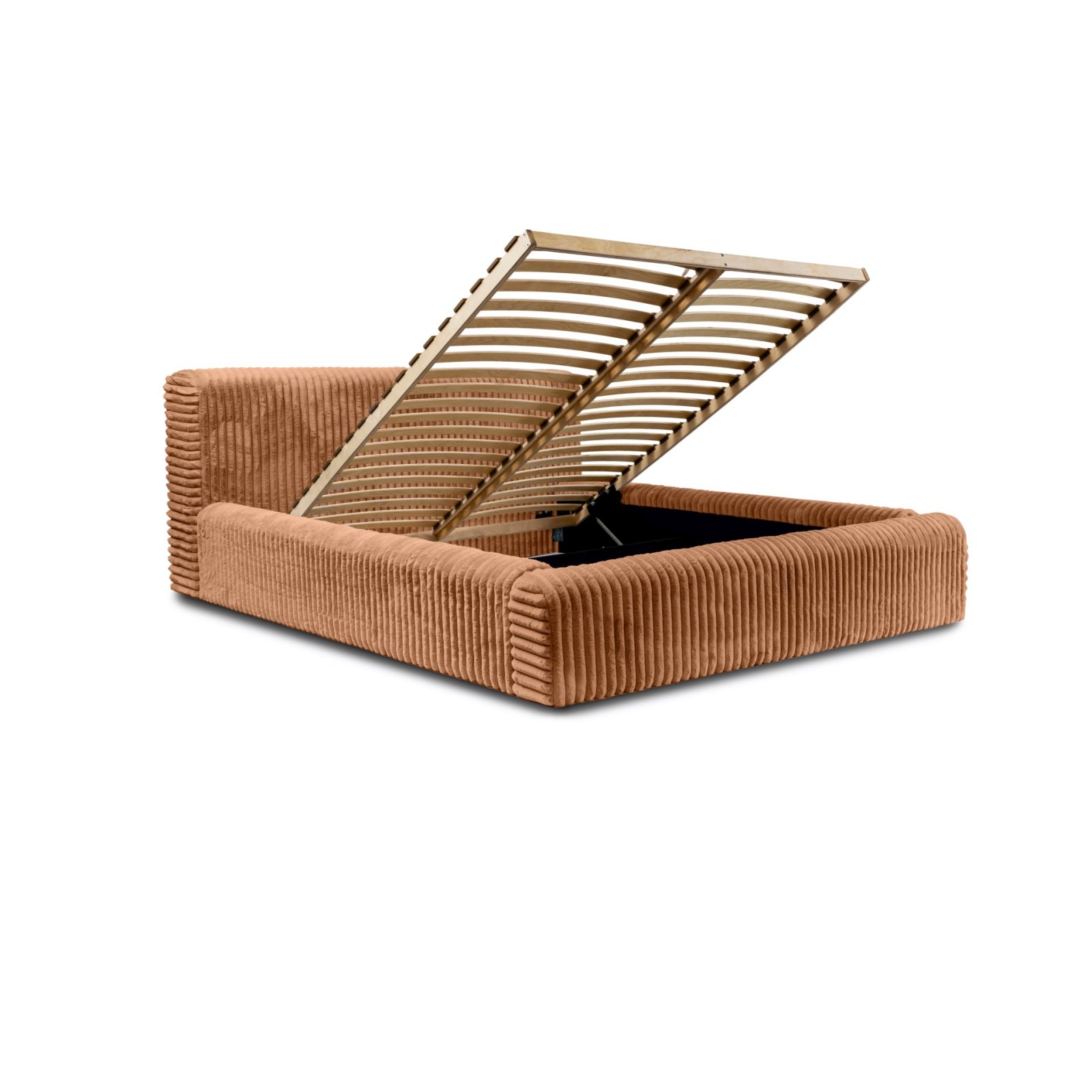 Polsterbett Miloa Softcord mit Fellstruktur 140x200 mit Holzrahmen Vito 44