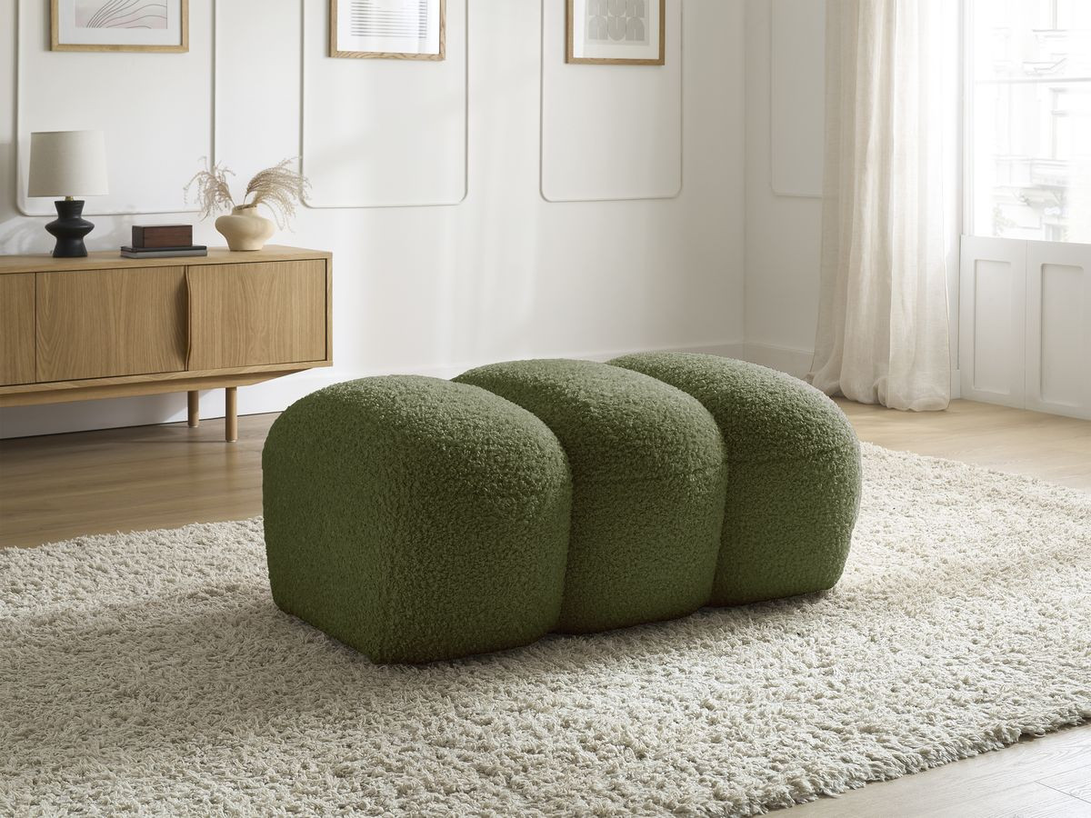 Bobochic Hippolyte Pouf Bouclé-Stoff Grün