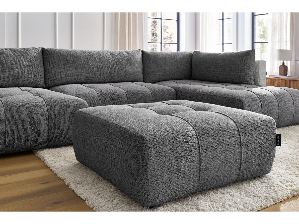 Bobochic Arsene Wohnlandschaft mit Pouf Melange-Stoff Dunkelgrau Ecke links