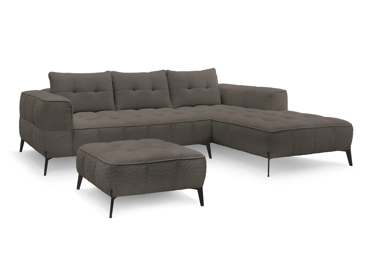 Bobochic Anis Ecksofa mit Pouf Bouclé-Stoff Braun Ecke rechts