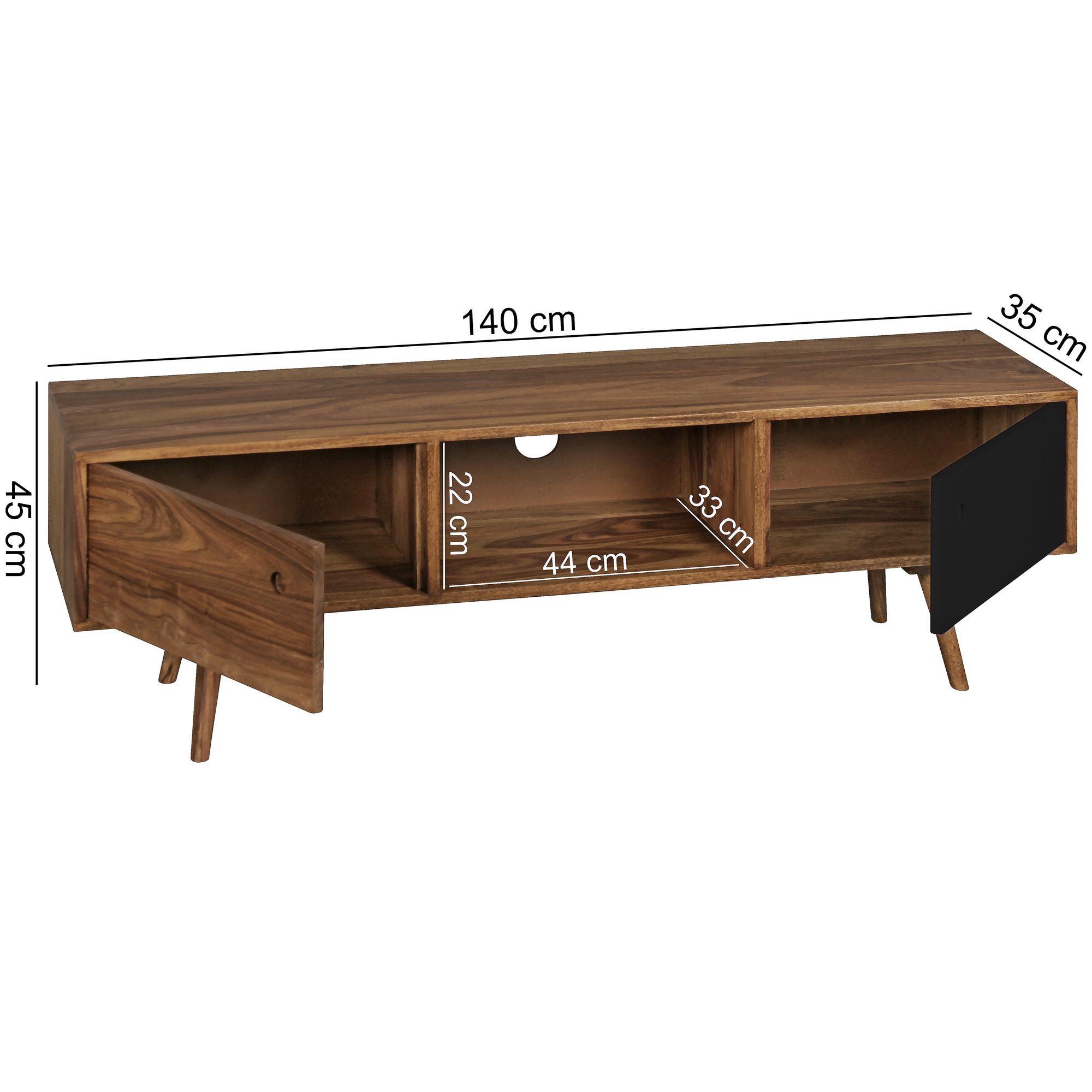 Lowboard Bindal Sheesham Massivholz Braun 140 × 35 × 45 cm