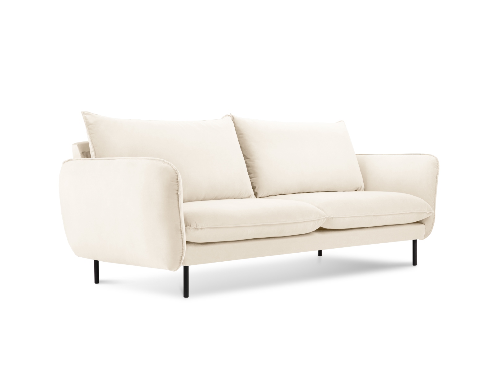 Cosmopolitan Design Sofa Vienna 2-Sitzer Samt Bluvel Helles Beige Beine Schwarzes Metall
