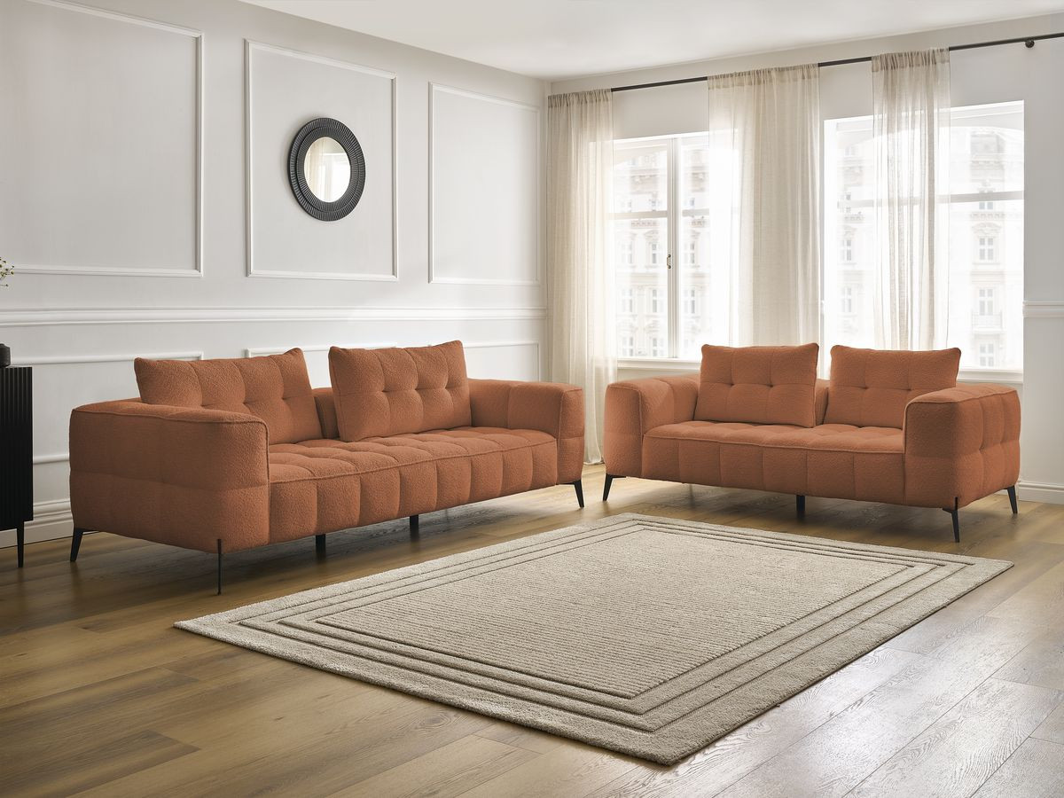 Bobochic Anis Sofa 5-Sitzer Bouclé-Stoff Orange
