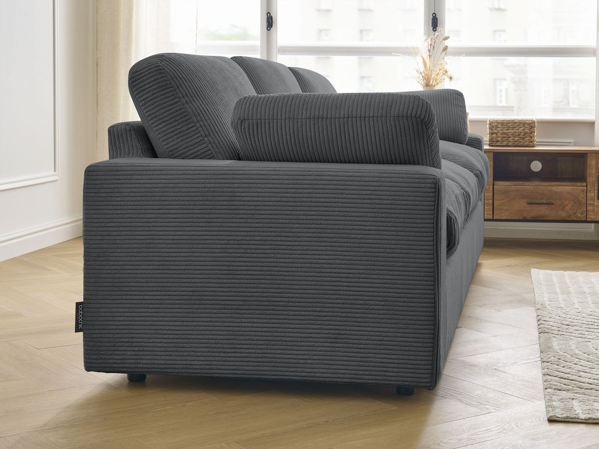 Bobochic Belair Sofa 3-Sitzer 250 × 93 cm Cordsamt Dunkelgrau