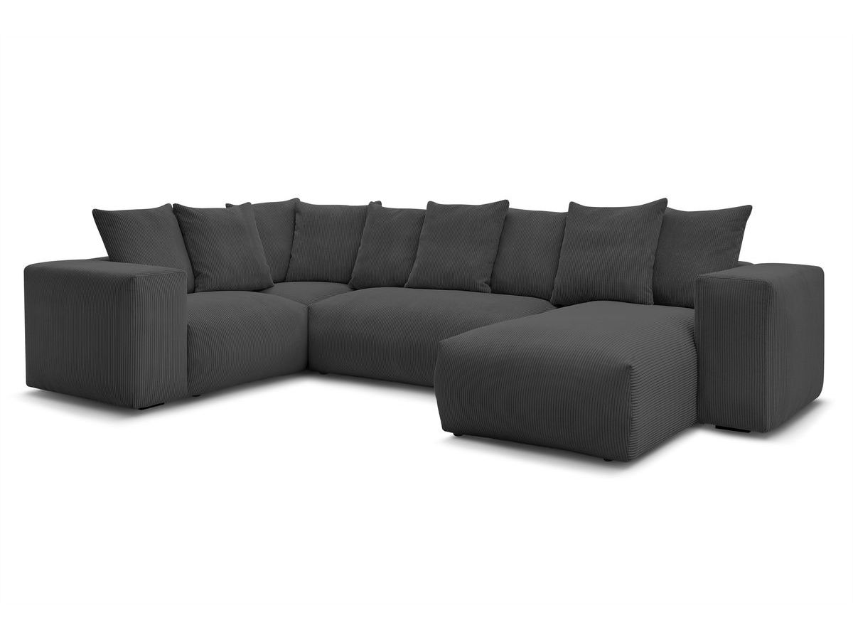 Bobochic Voltaire Wohnlandschaft 356 × 214 cm Cordsamt Dunkelgrau Ecke rechts