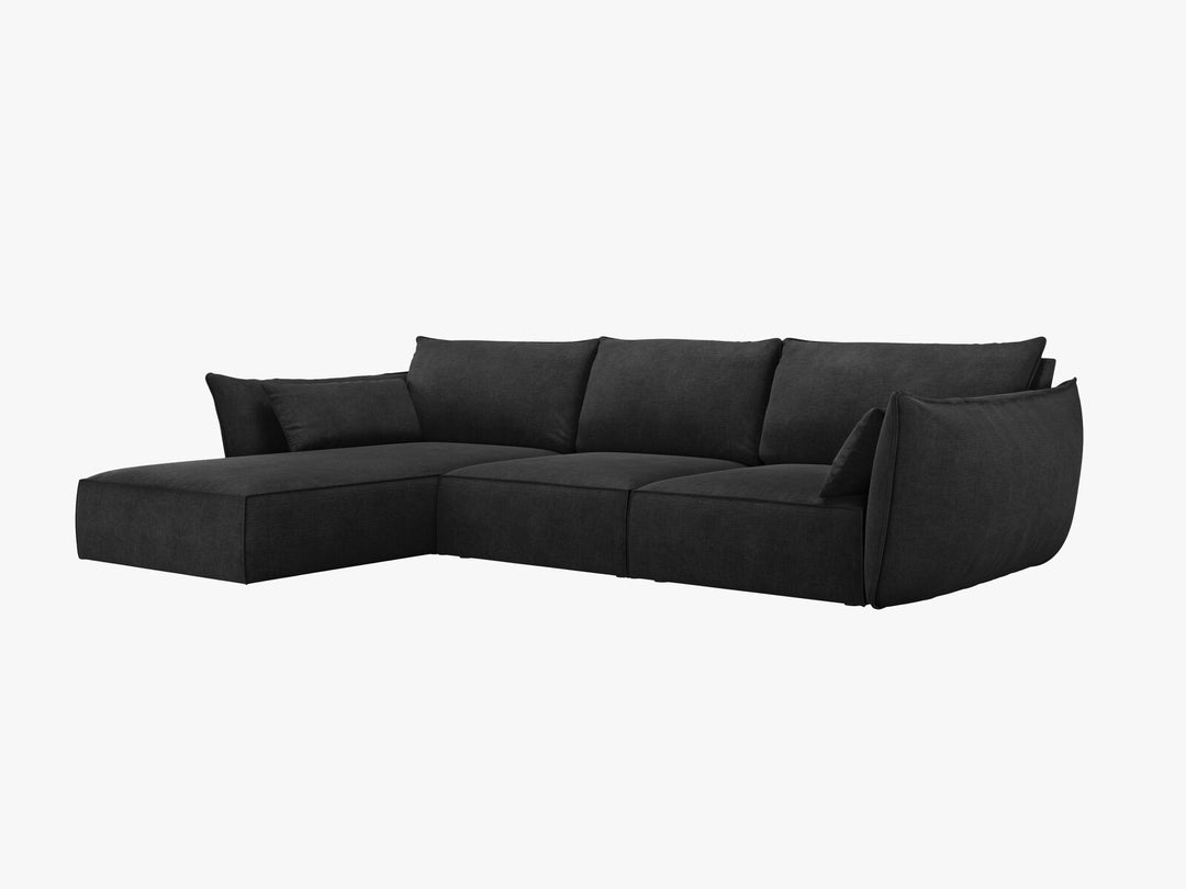 Micadoni Ecksofa Kaelle 4-Sitzer Links Chenille Over The Horizon Schwarz