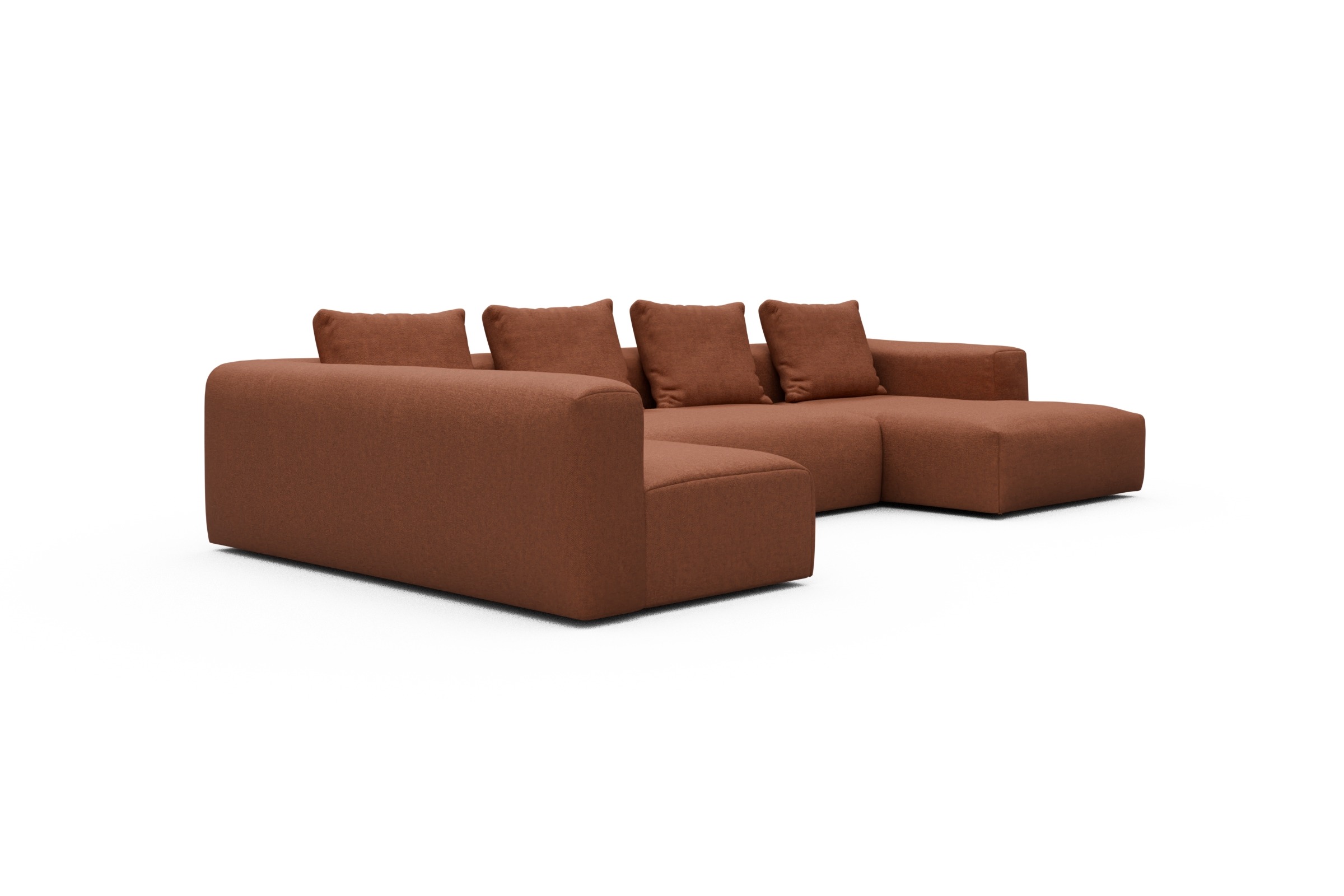 Wohnlandschaft Fred Chaiselongue rechts mit 2-Sitzer und lange Armlehne links Weda-Rust