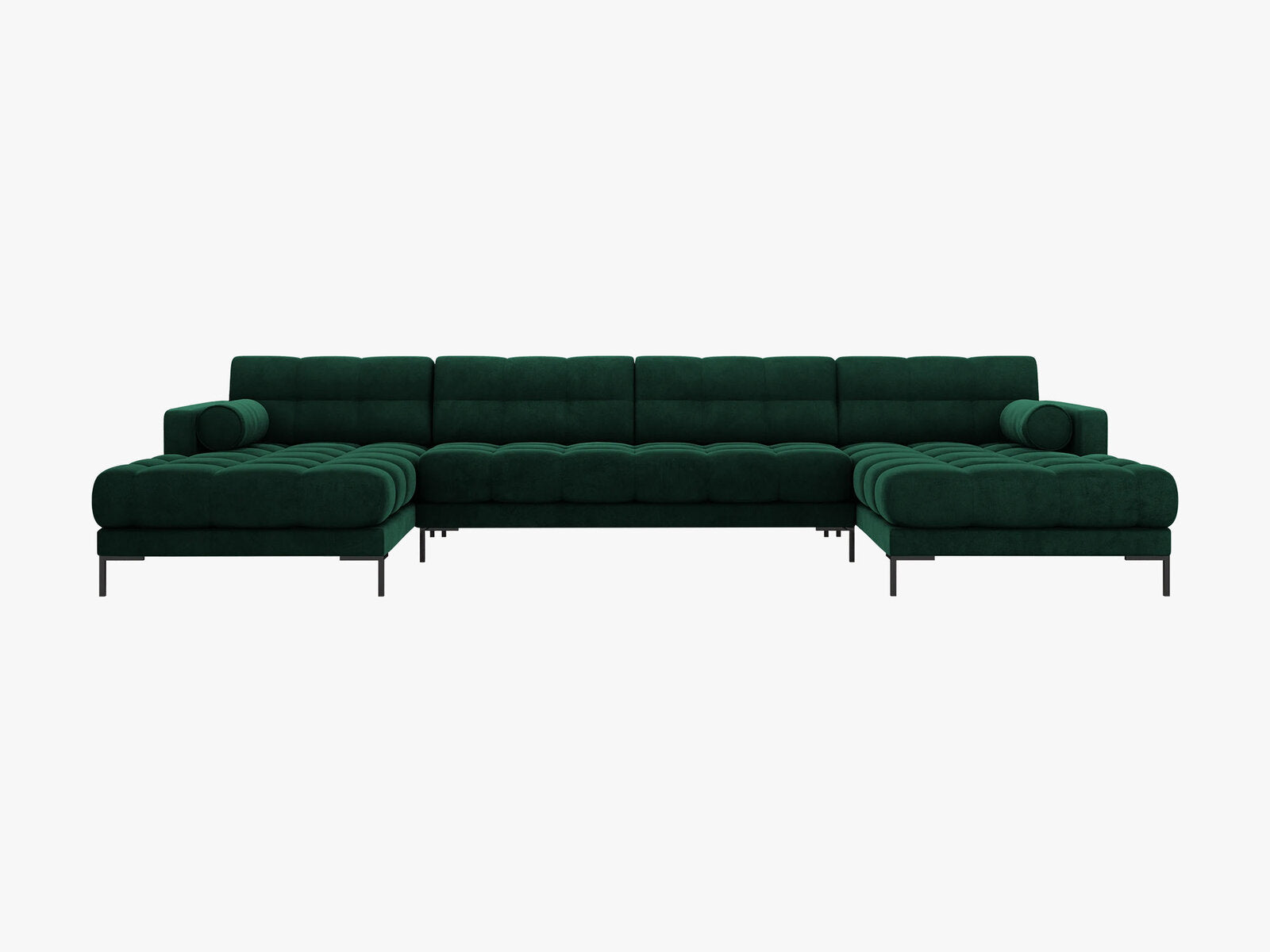 Micadoni Panorama-Sofa Mamaia 6-Sitzer Samt Bluvel Flaschengrün schwarze Beine