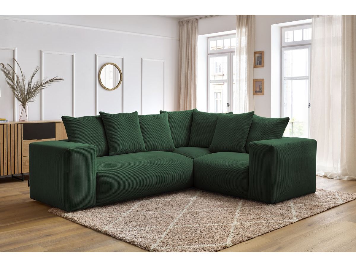Bobochic Voltaire Ecksofa 268 × 214 cm Cordsamt Grün Ecke rechts