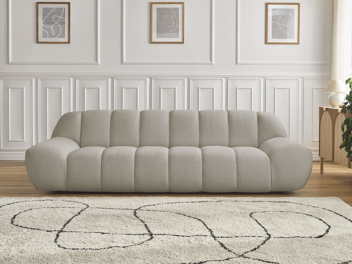 Bobochic Hayden Sofa 3-Sitzer Bouclé-Stoff Taupe