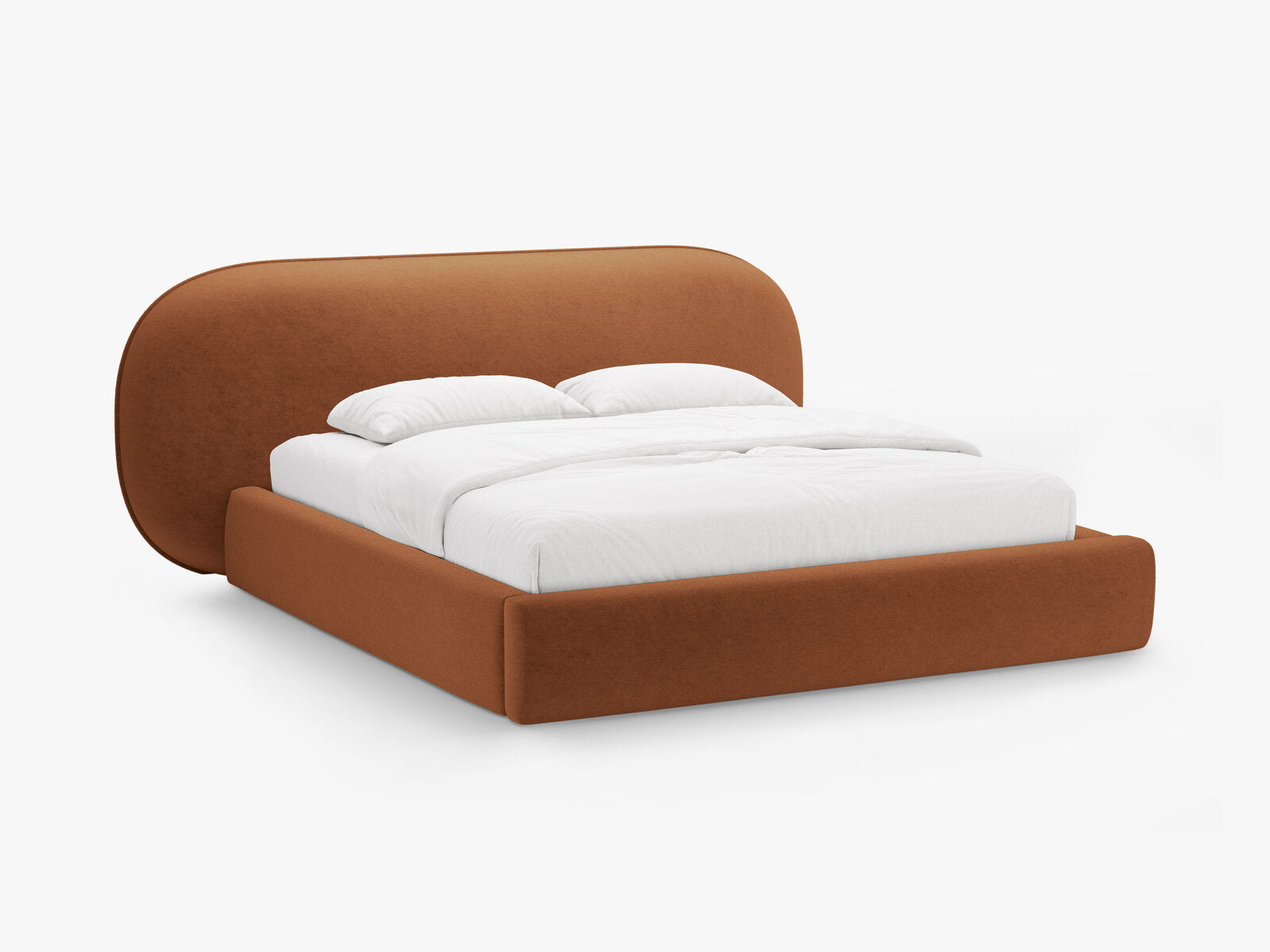 Micadoni Stauraumbett mit Kopfteil Ovalo Chenille Perfect Harmony Terrakotta 140x200