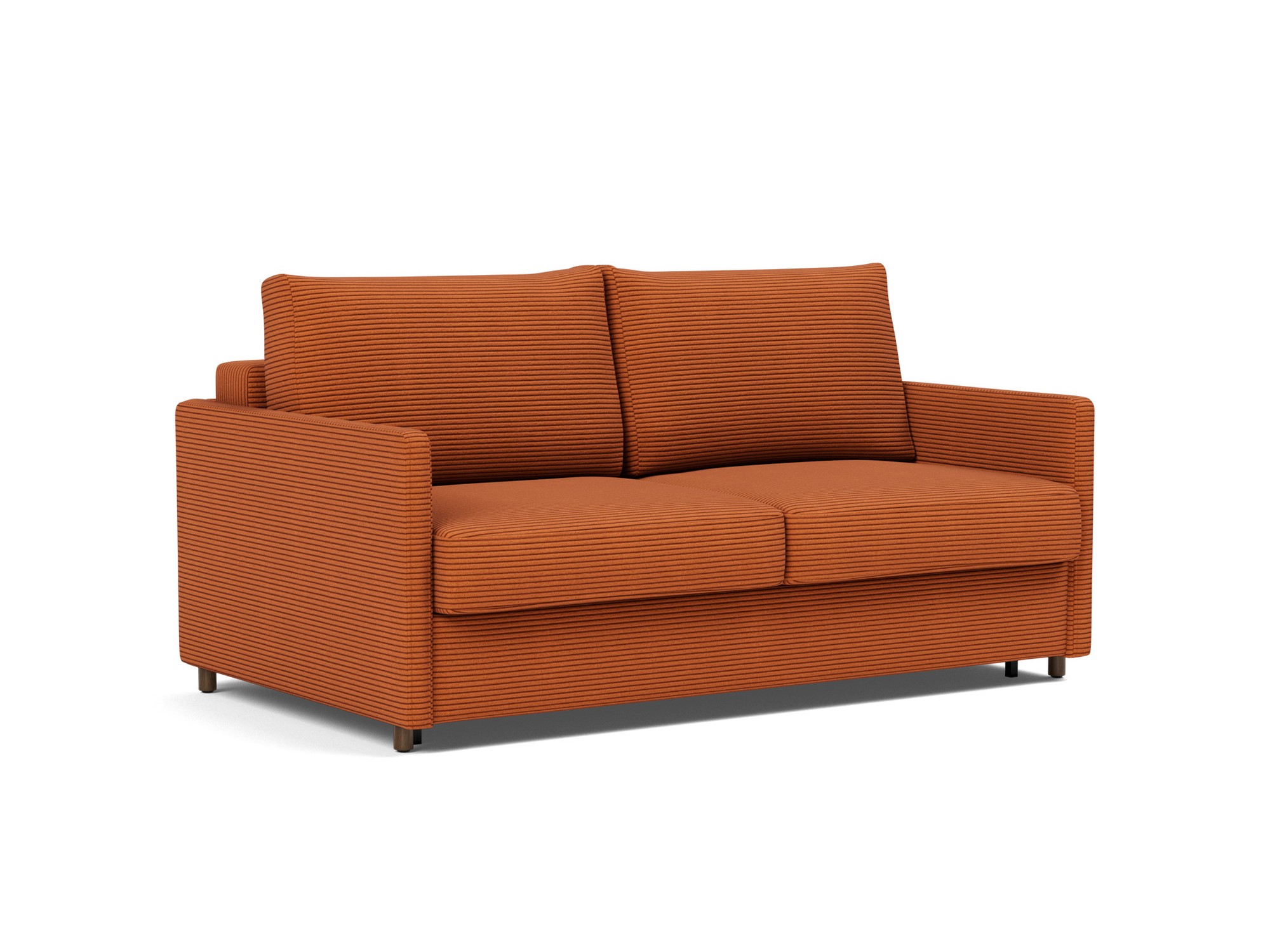 Schlafsofa Neah mit Slim-Armlehnen 160 Kord Corduroy 595-Burnt-Orange