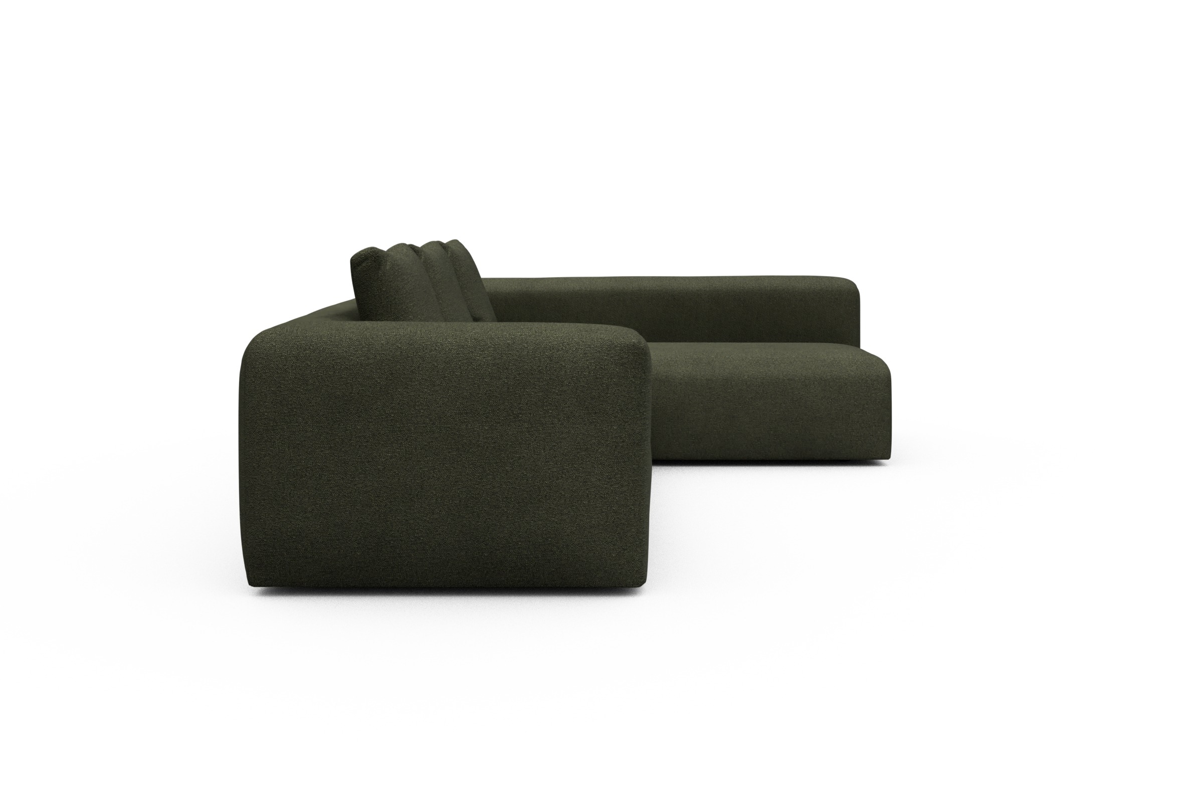 Ecksofa Fred 2x 2,5-Sitzer rechts offen Boucle-Forest-Green
