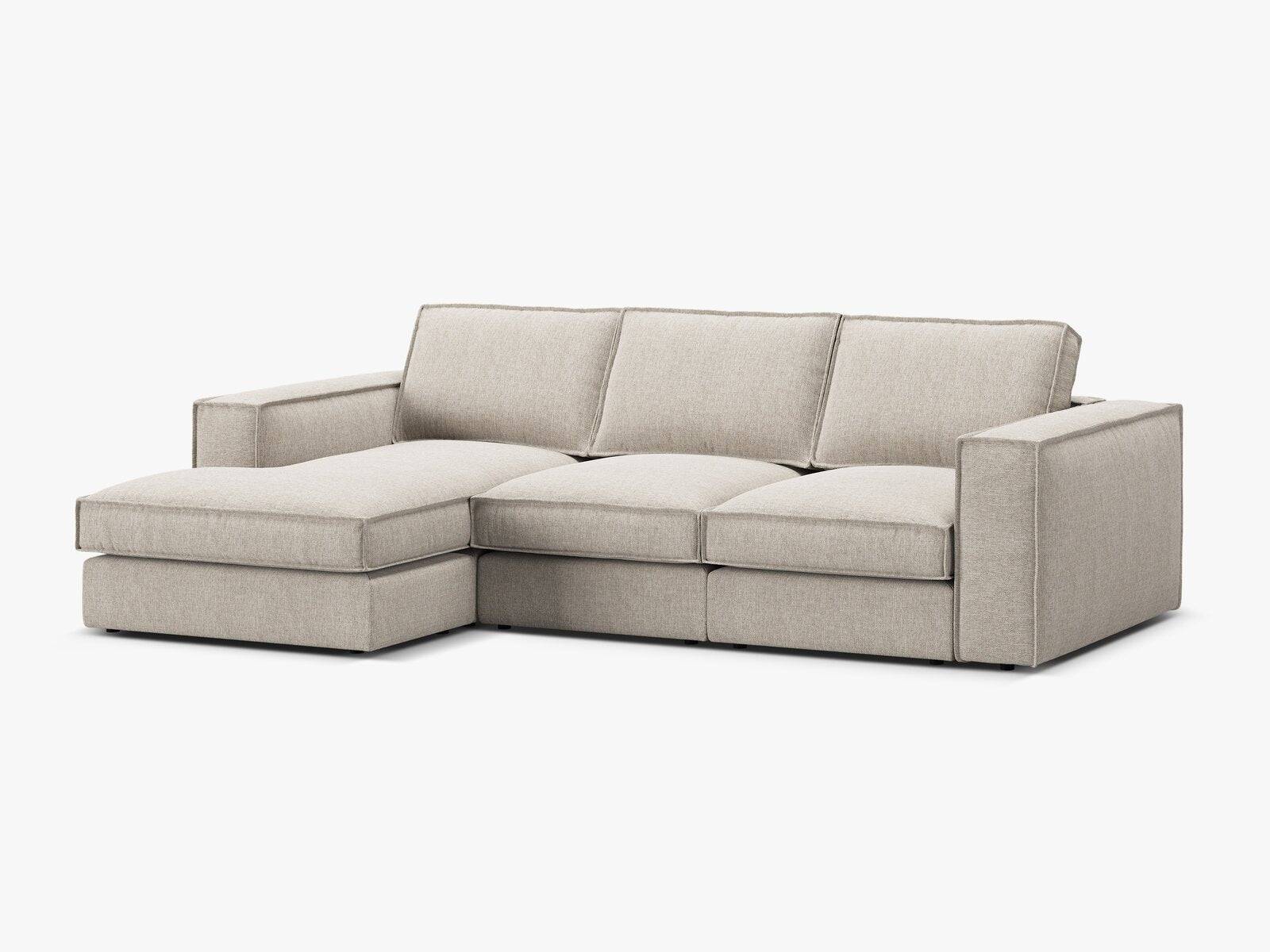 Micadoni modulares Ecksofa Pola 3-Sitzer Links Strukturierter Stoff Babel Sand