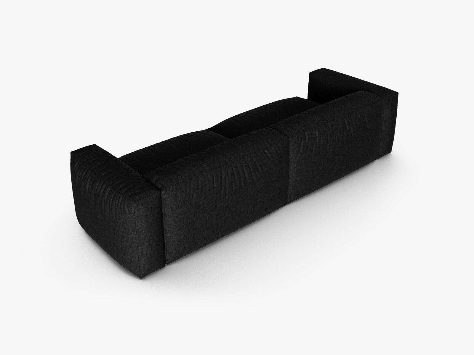 Micadoni Sofa Martina 4-Sitzer 90cm Sitztiefe Strukturierter Stoff Boston Schwarz
