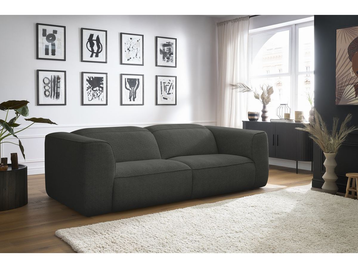 Bobochic William Sofa 3-Sitzer Melange-Stoff Dunkelgrau