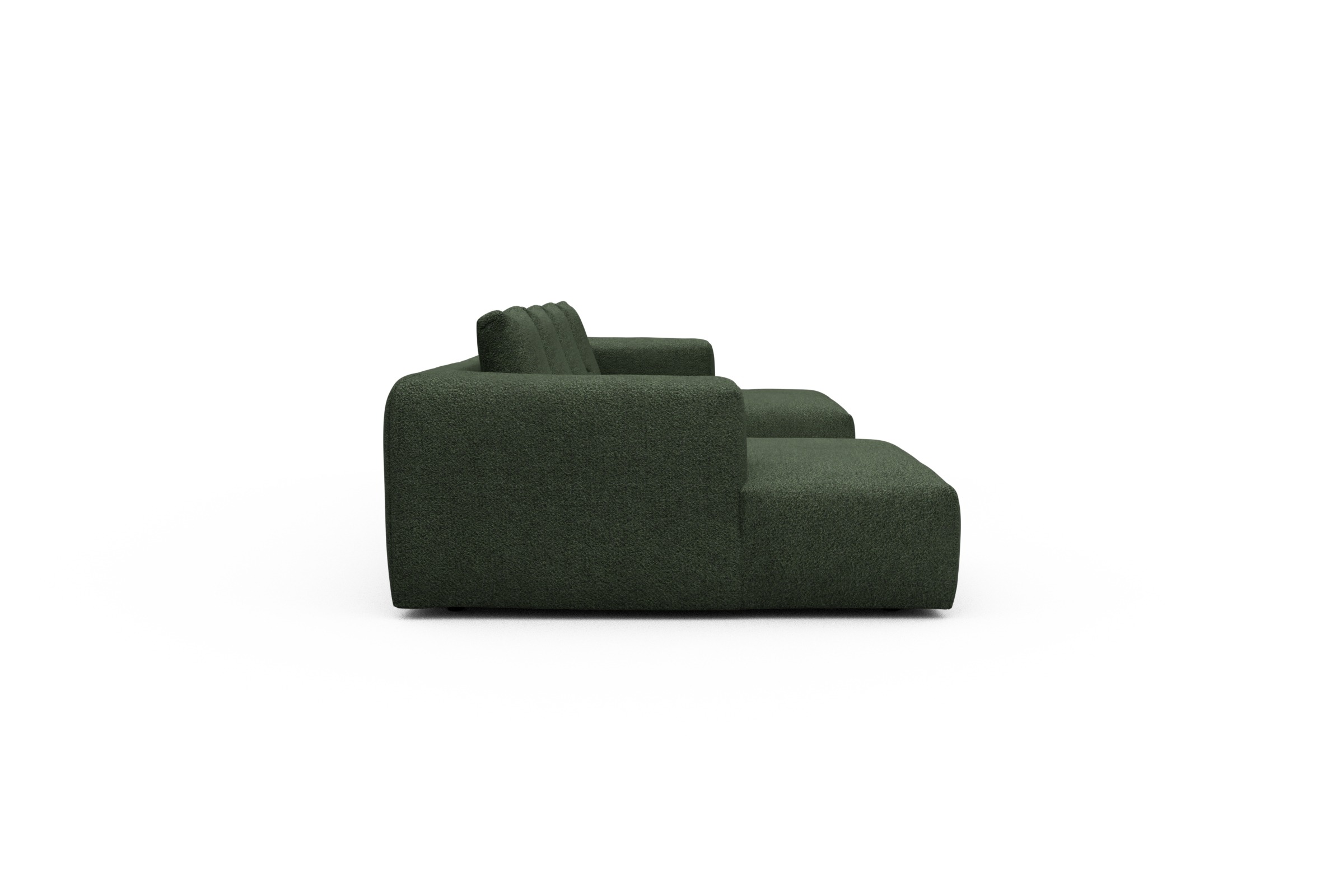Wohnlandschaft Fred mit 2-Sitzer und Chaiselongue beidseitig Vanora-Deep-Green