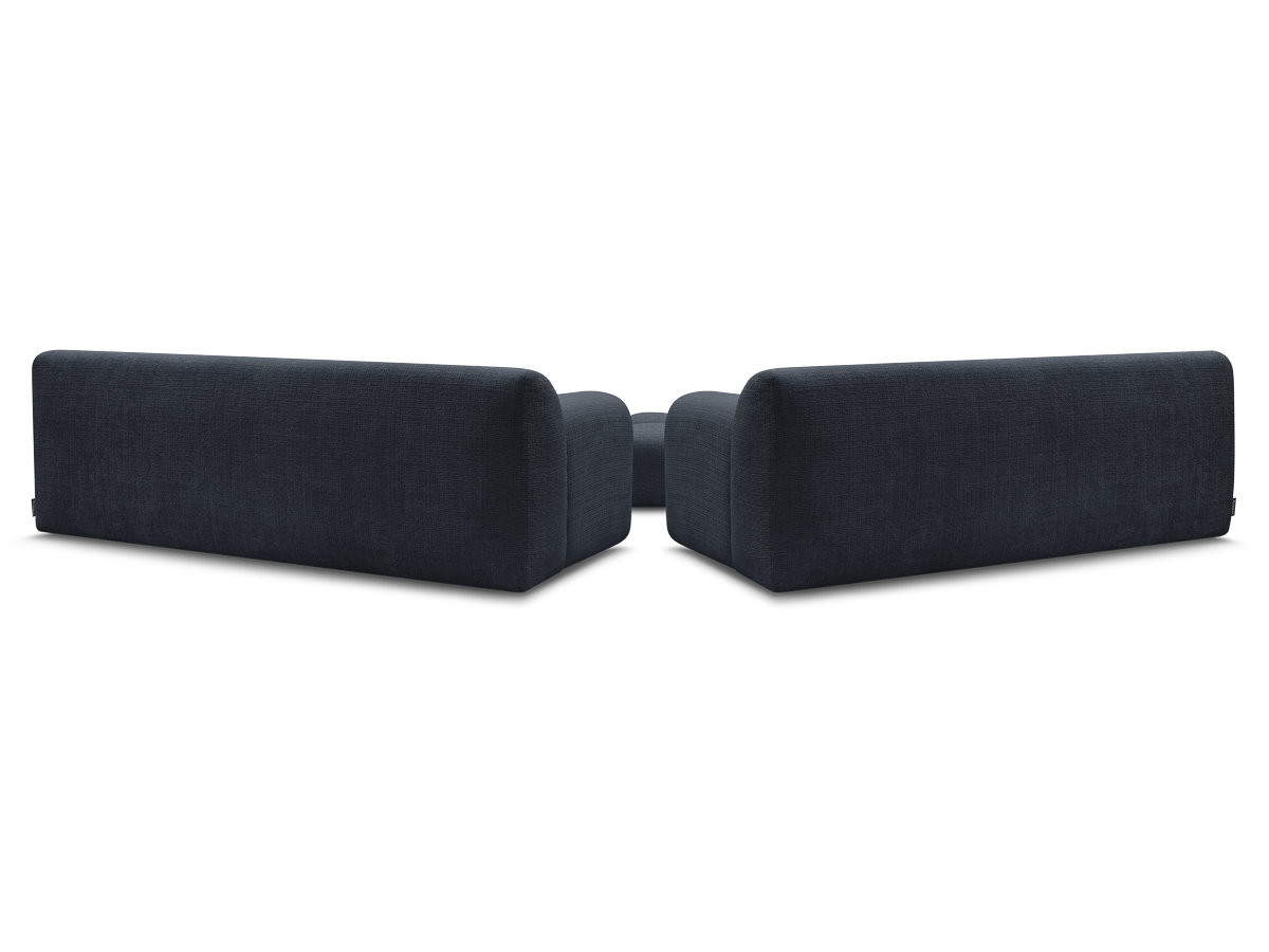 Bobochic Melisse Sofa 5-Sitzer mit Pouf Strukturstoff Blau