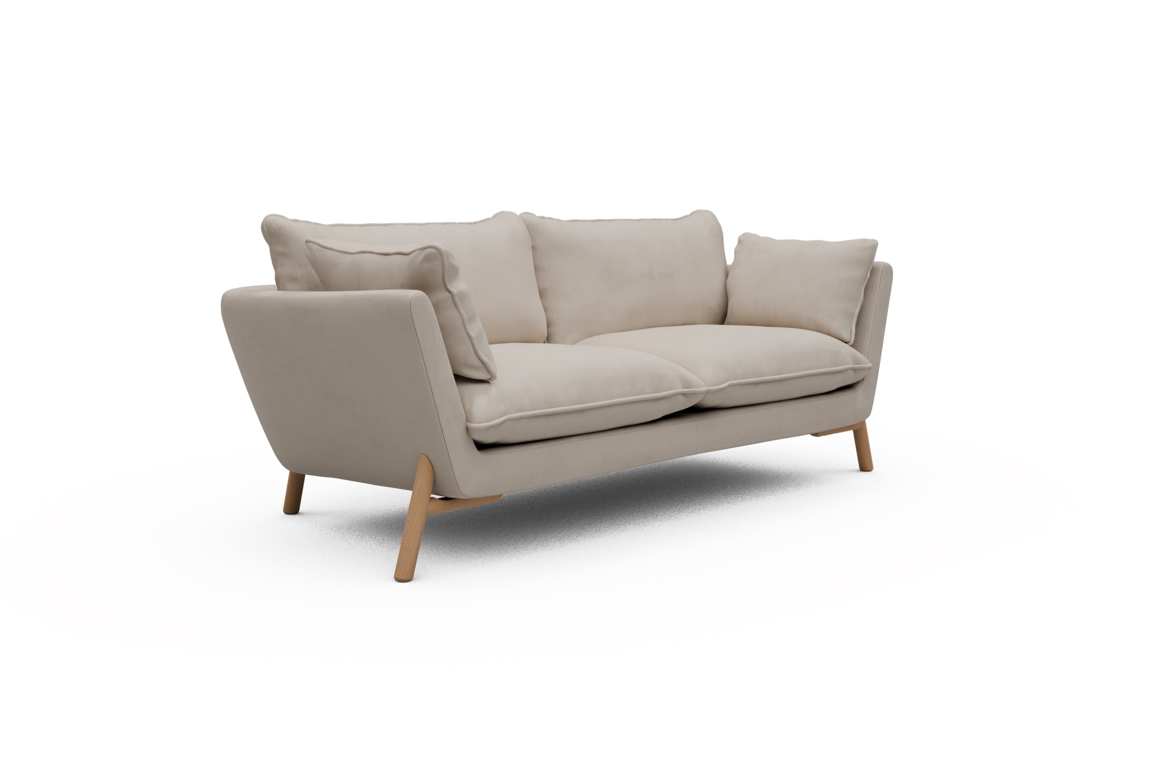 Sofa Emil PREMIUM 2-Sitzer Beinfarbe Eiche Natur Cordufine-Off-White