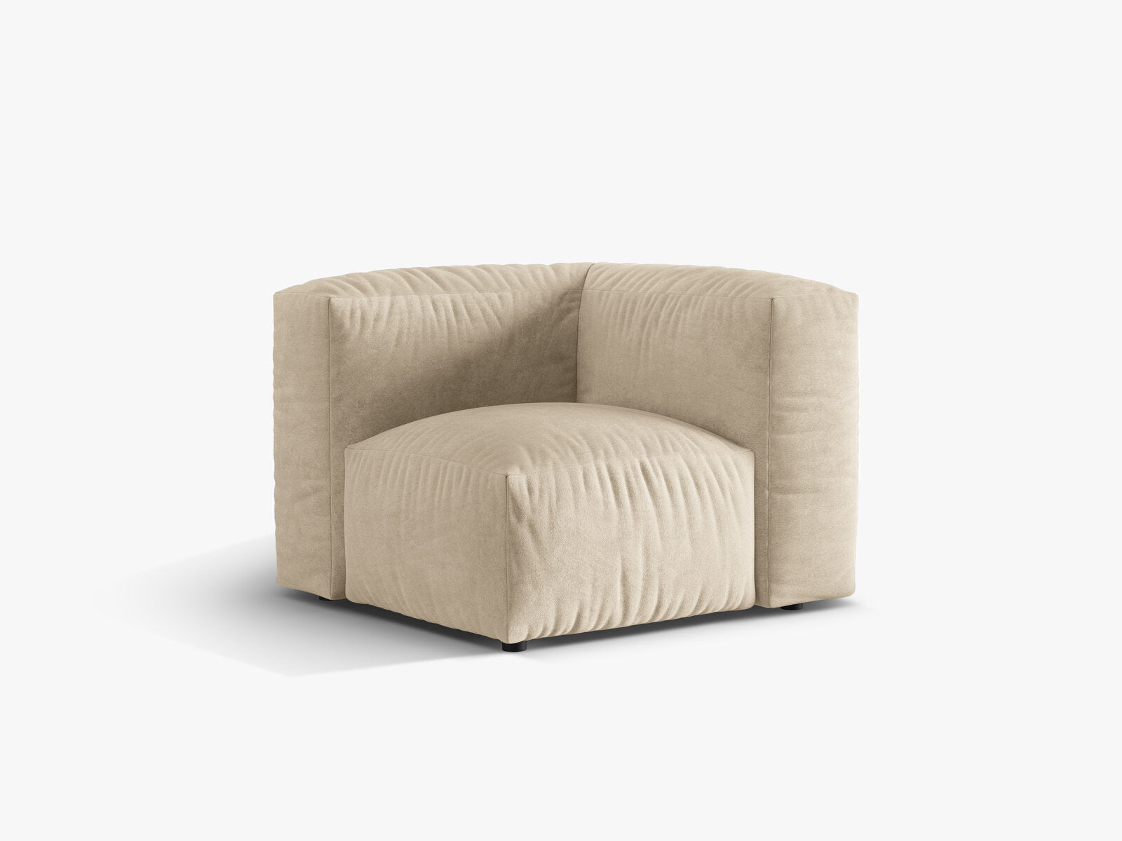Micadoni Eckmodul Martina 1-Sitzer Klein Samt Vogue Helles Beige