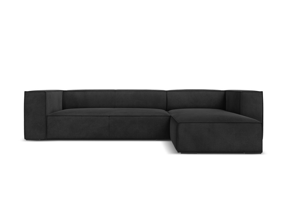 Cosmopolitan Design Ecksofa Turin 5-Sitzer Strukturierter Stoff Rosario Dunkelgrau Melange Rechts