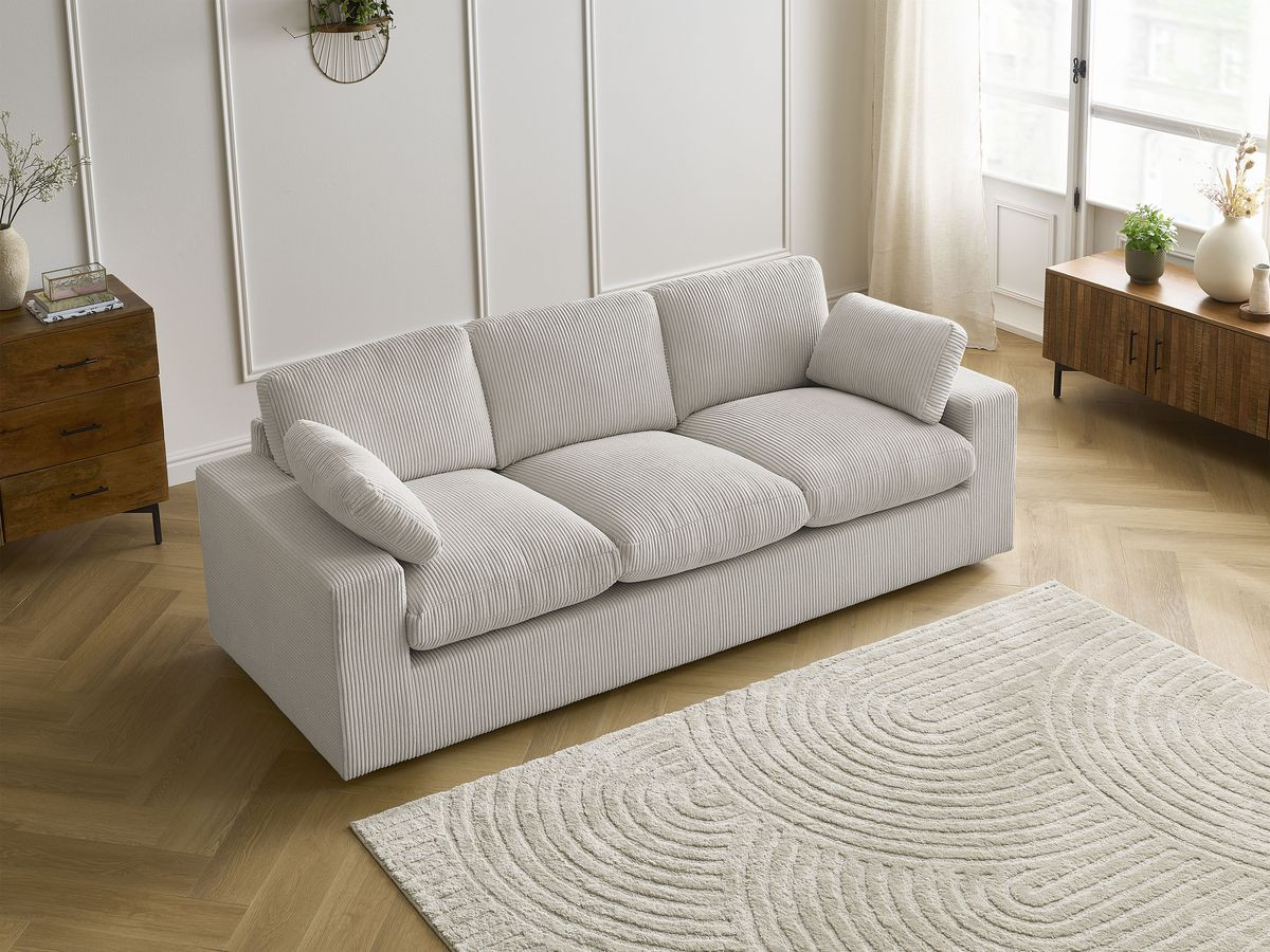 Bobochic Belair Sofa 3-Sitzer 220 × 93 cm Cordsamt Beige
