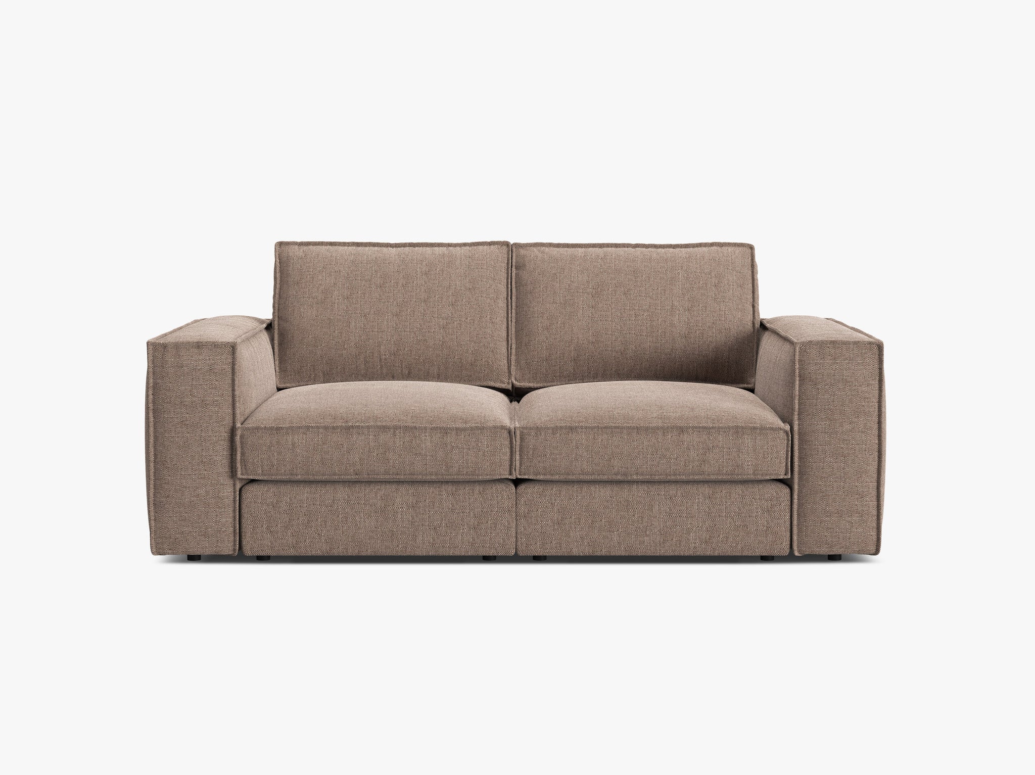 Micadoni modulares Sofa Pola 2-Sitzer Strukturierter Stoff Babel Hellbraun